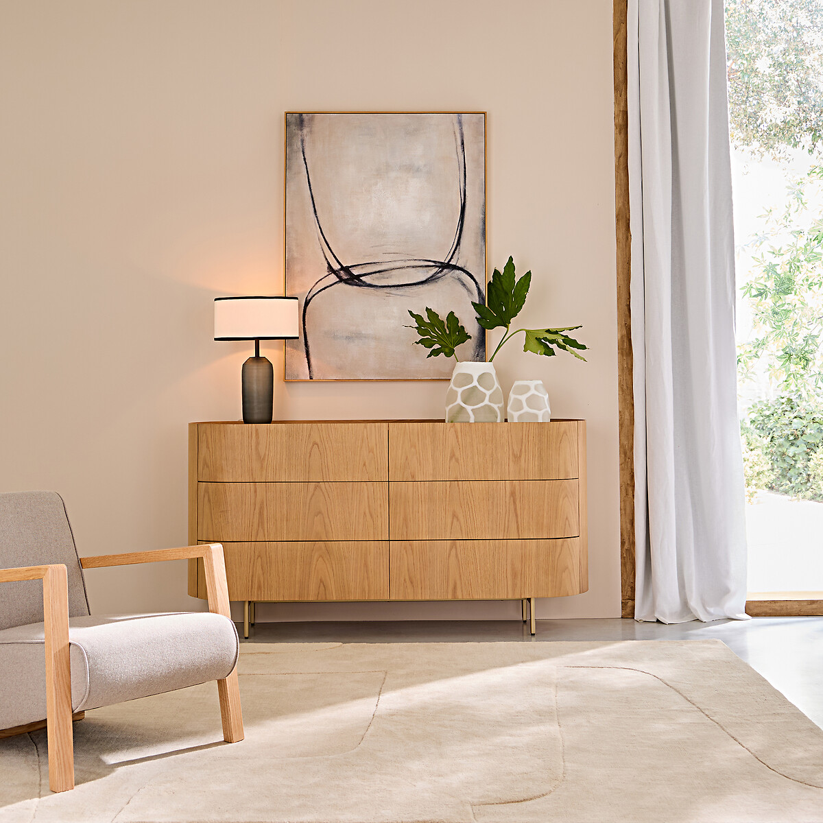 Commode 6 tiroirs, chêne et plaqué chêne, Aslen chêne naturel, AM.PM