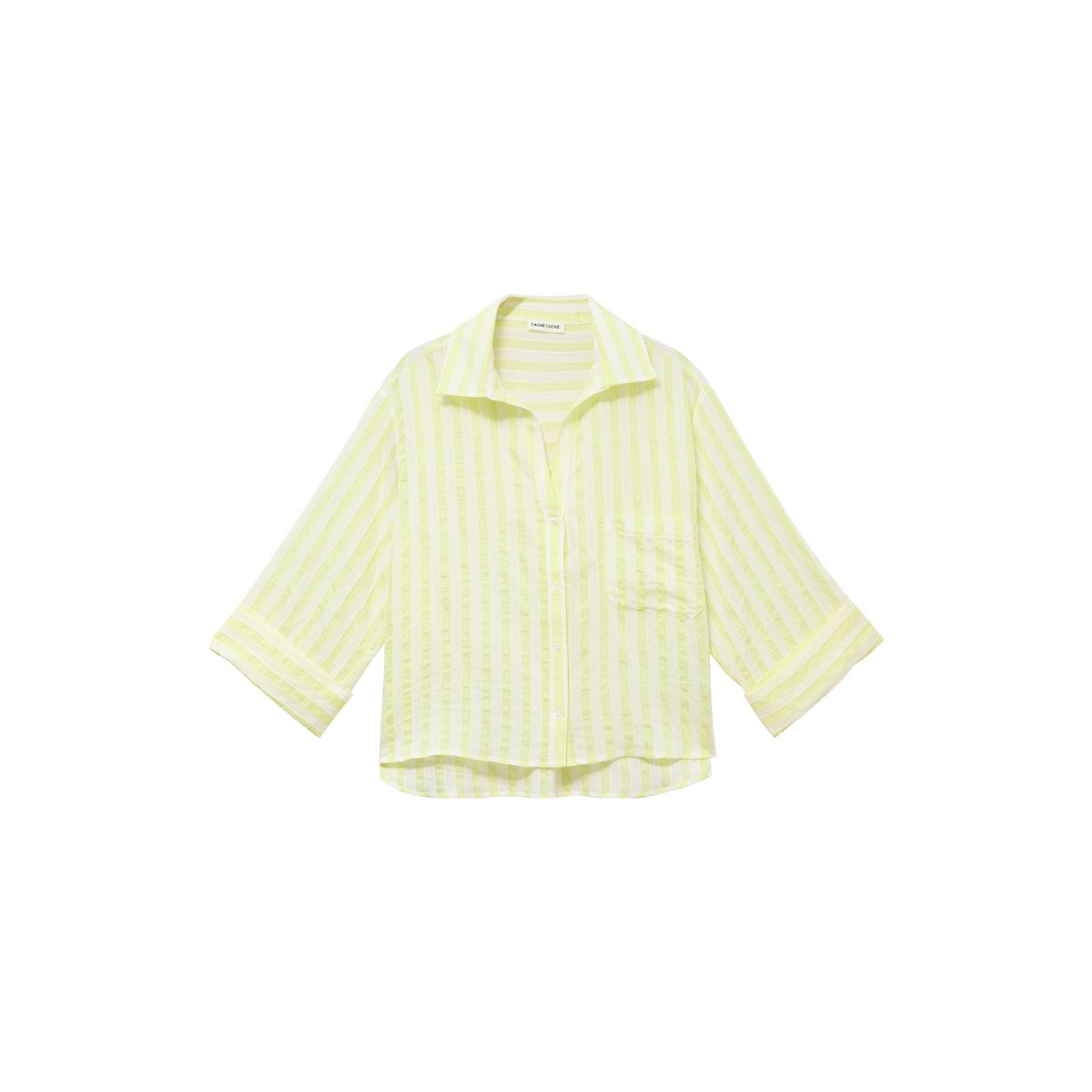 Blouse ample col tunisien manches 3/4 jaune, CACHE CACHE