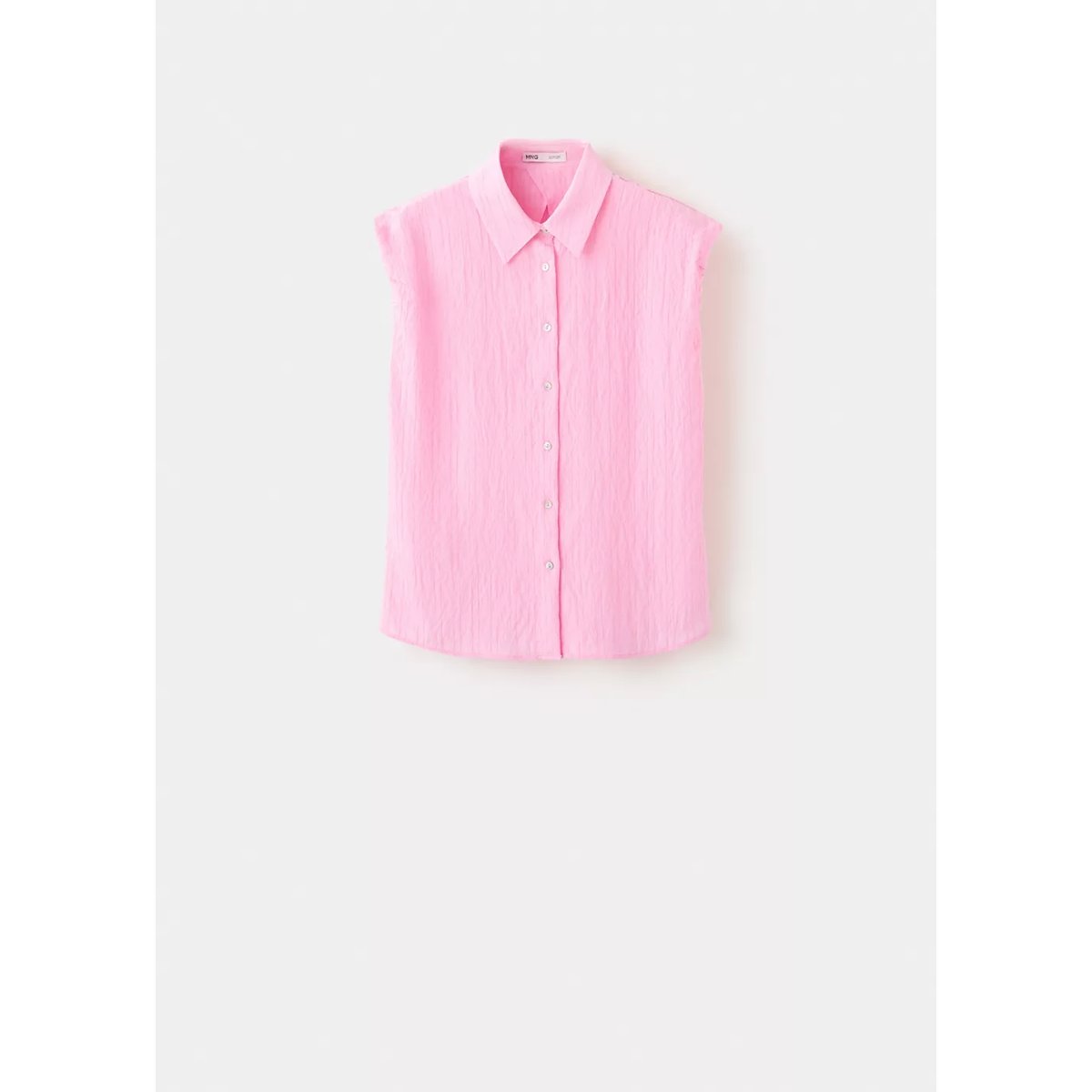 Chemise rayée brodée rose, MANGO