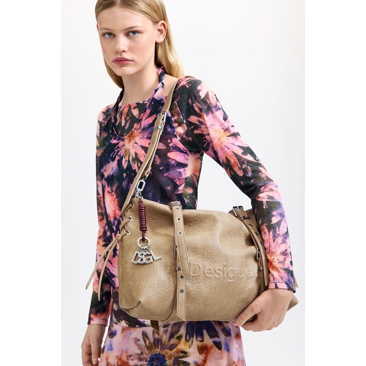 Grand sac shopping beige, DESIGUAL