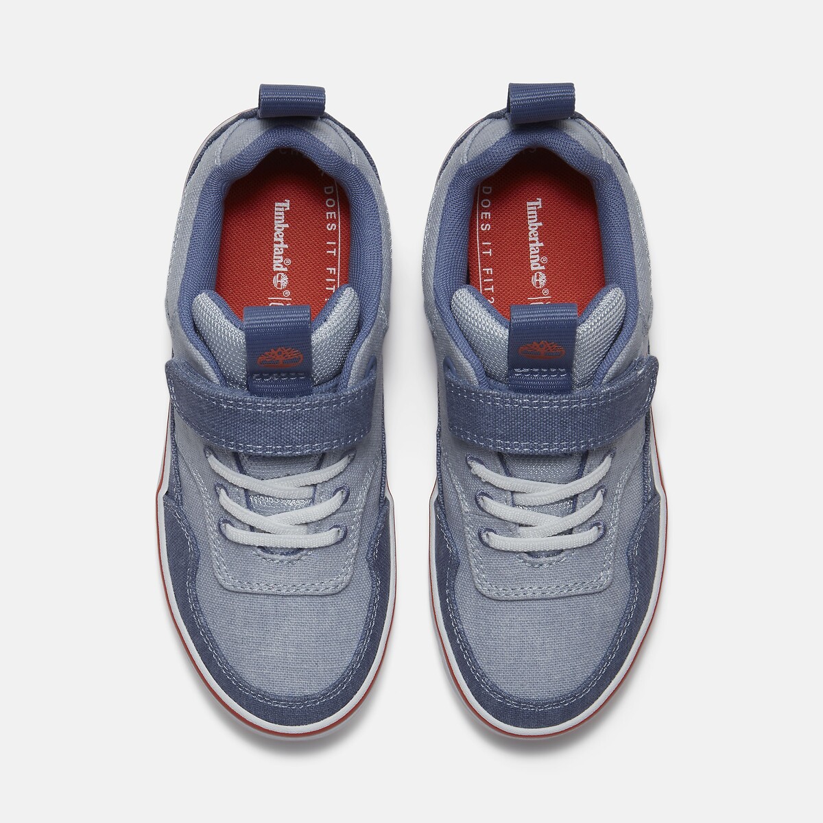 Baskets toile Stone Jump scratch et lacets élastiqués bleu denim, TIMBERLAND
