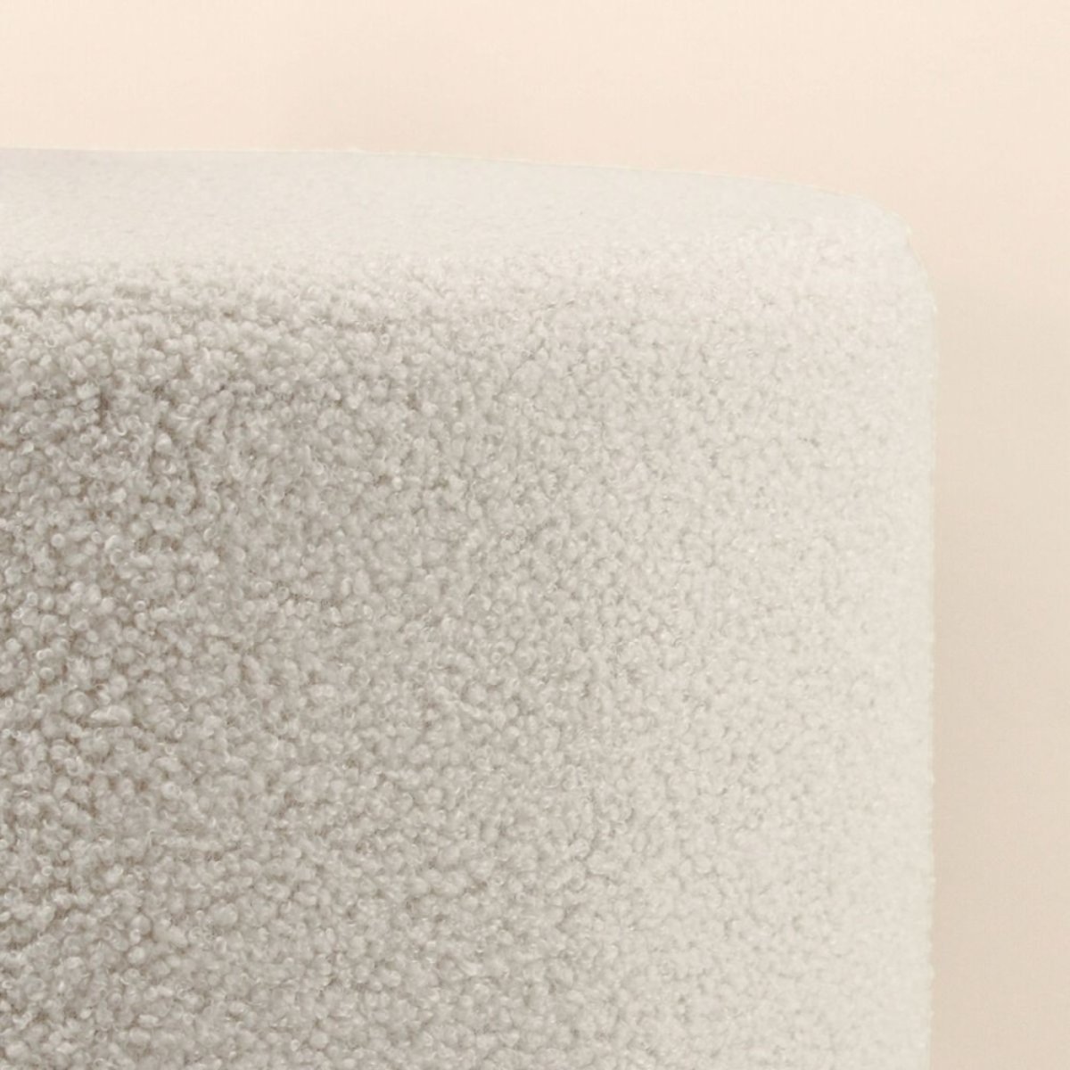 Pouf rond en tissu bouclette 33cm blanc, ORNAMI