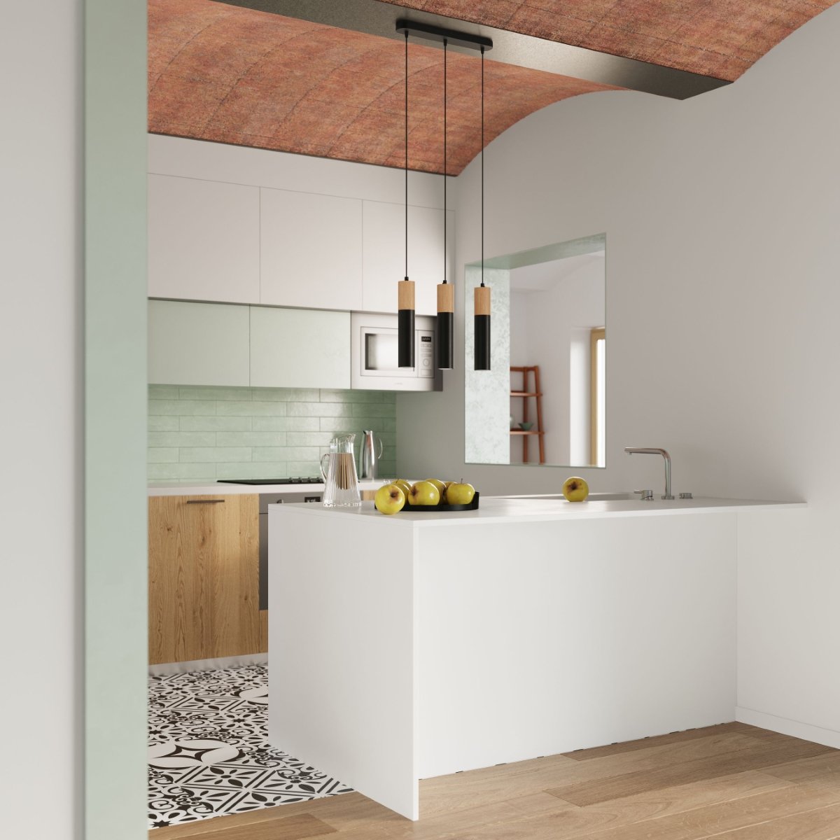 Suspension Acier Bois Naturel/Noir GU10 3 Pablo marron, EDEN