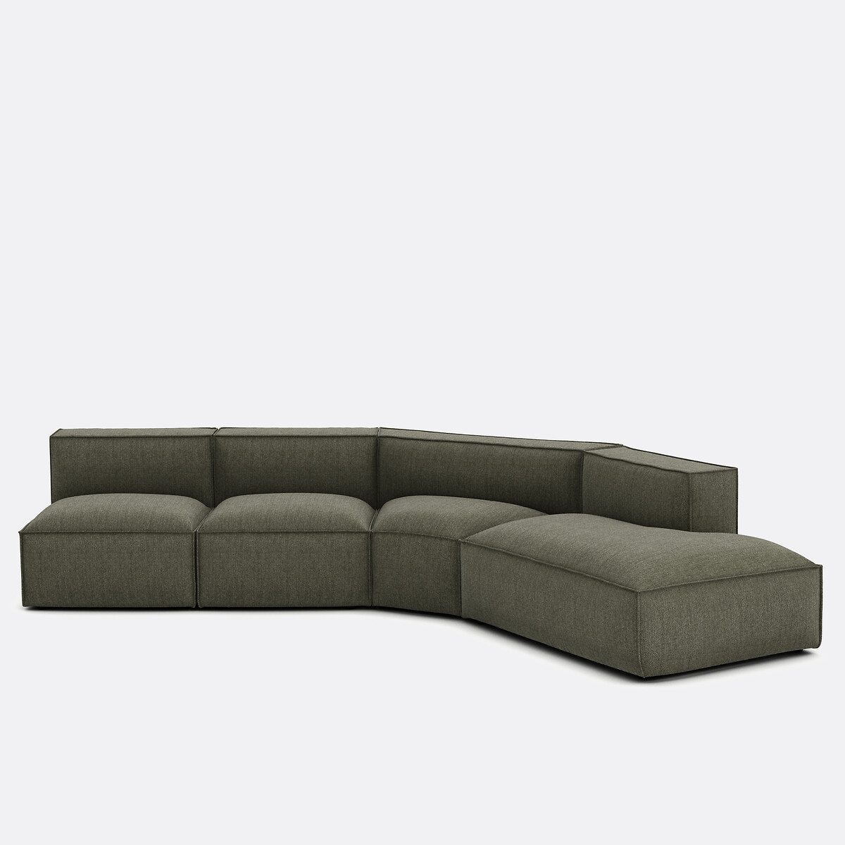Open hoekelement voor modulaire zetel, in structuurstof, Seven groen  , LA REDOUTE INTERIEURS
