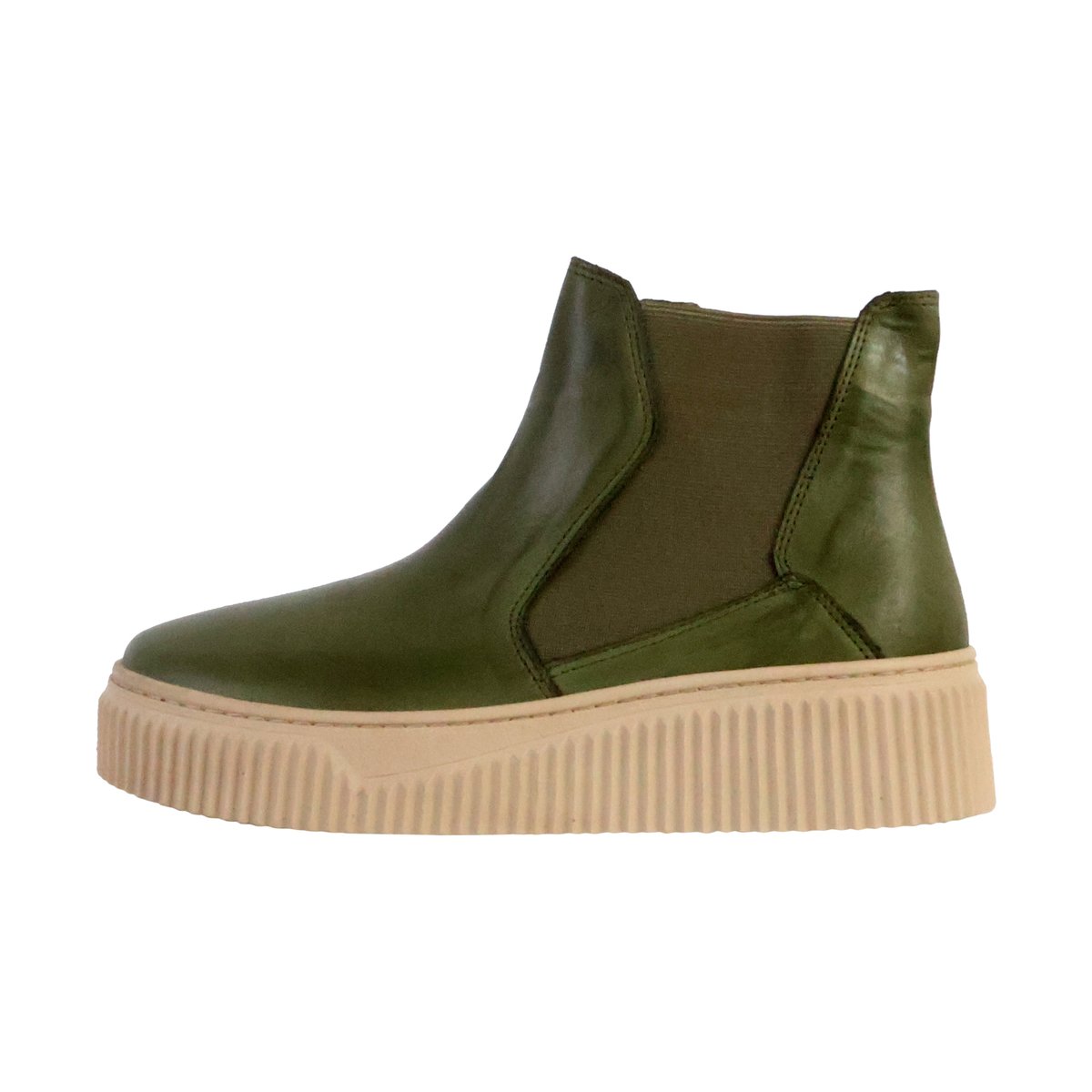 Basket Montante Cuir Alénoa kaki, THE DIVINE FACTORY