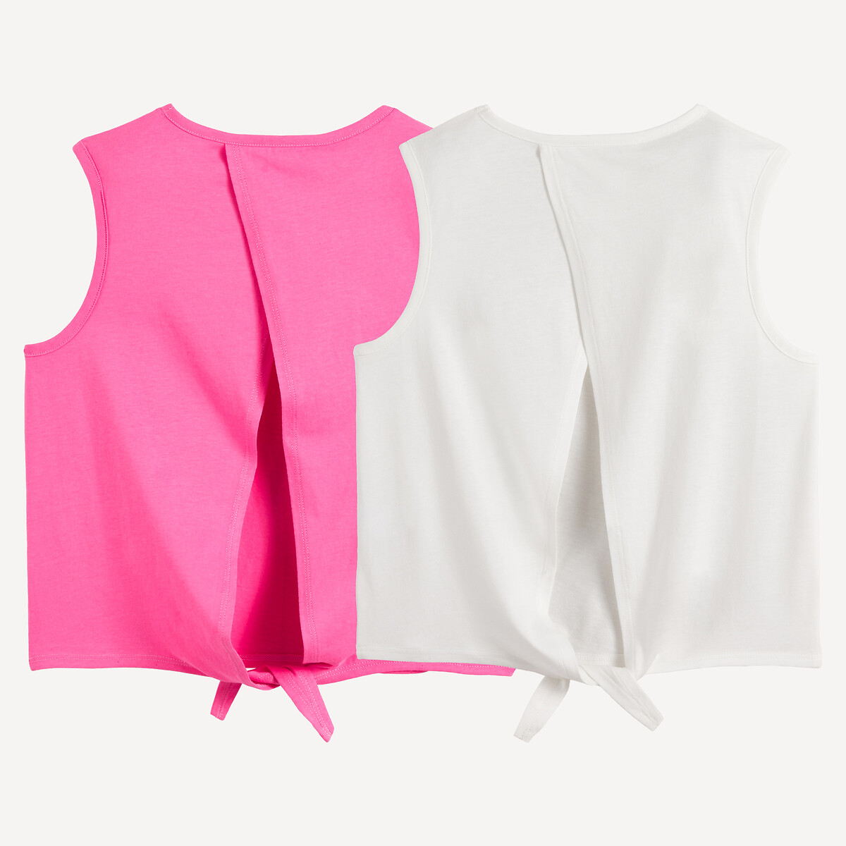Lot de 2 débardeurs, dos ouvert avec noeud à nouer blanc + rose, LA REDOUTE COLLECTIONS