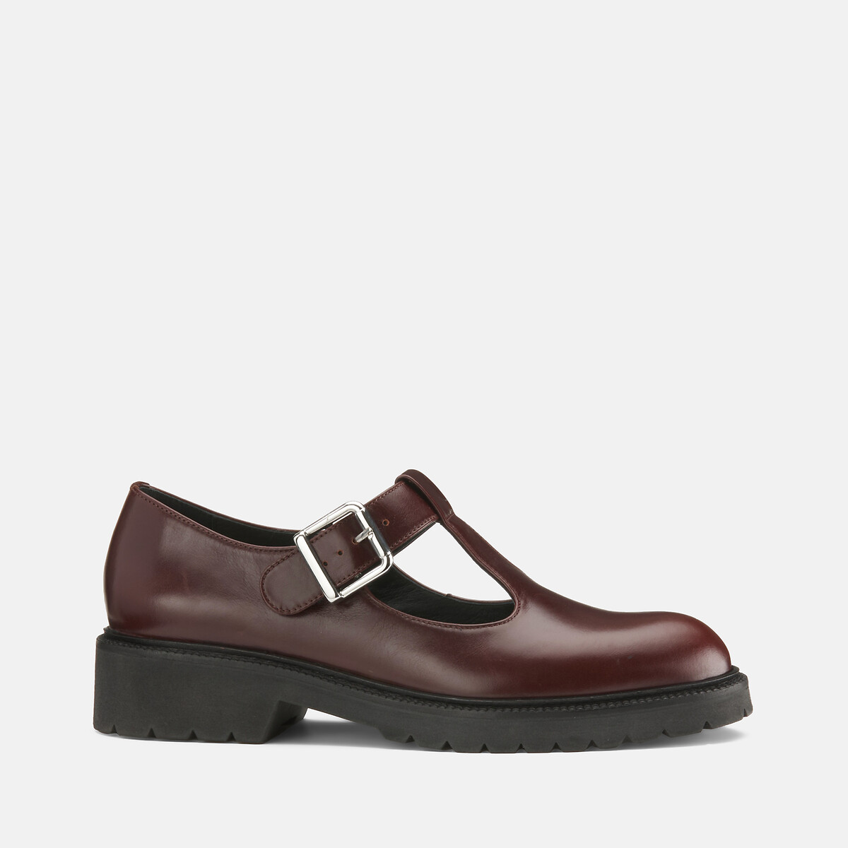Sandali in pelle con suola dentellata bordeaux , LA REDOUTE COLLECTIONS
