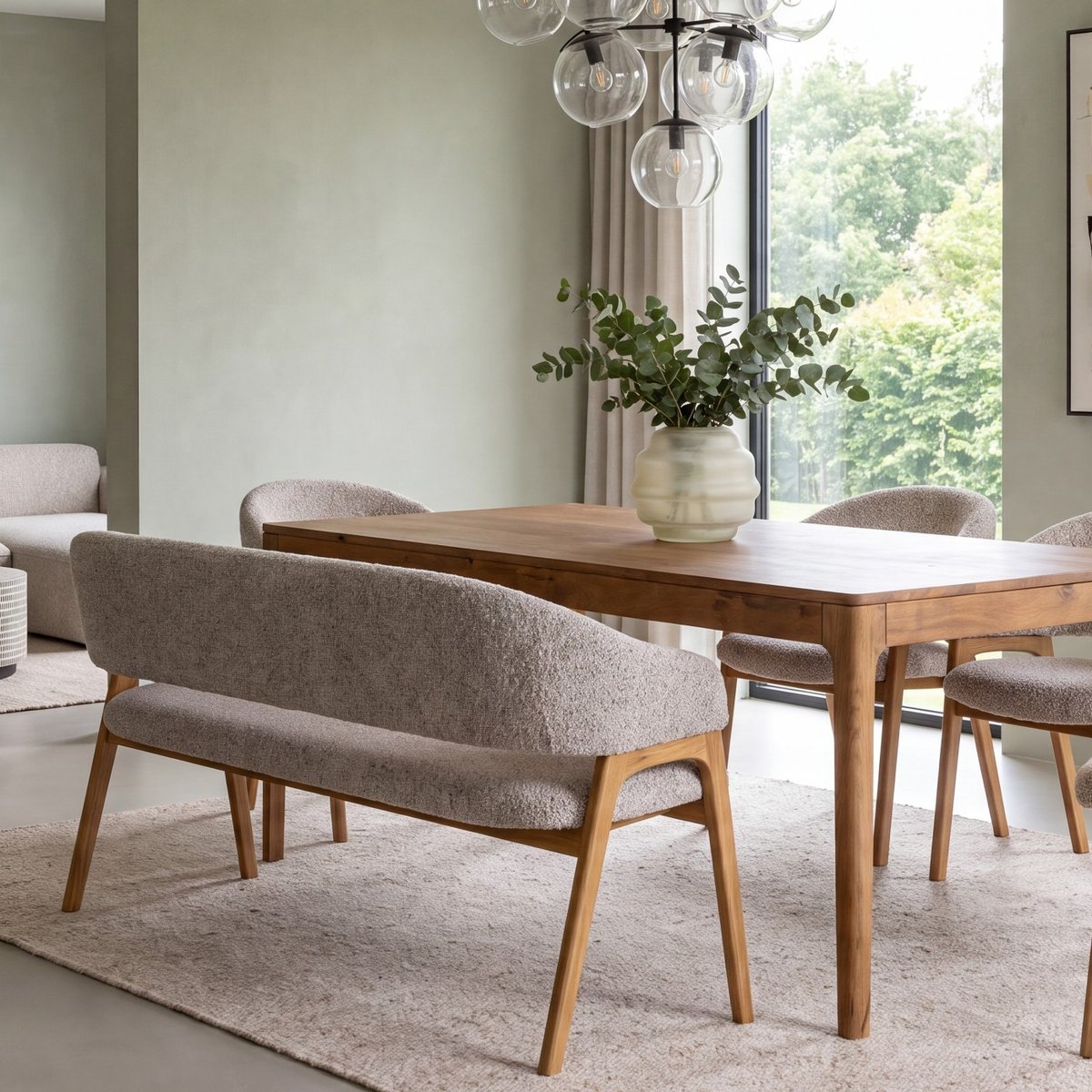 Banquette en polyester mélangé et chêne, AUGUST gris, KARE DESIGN