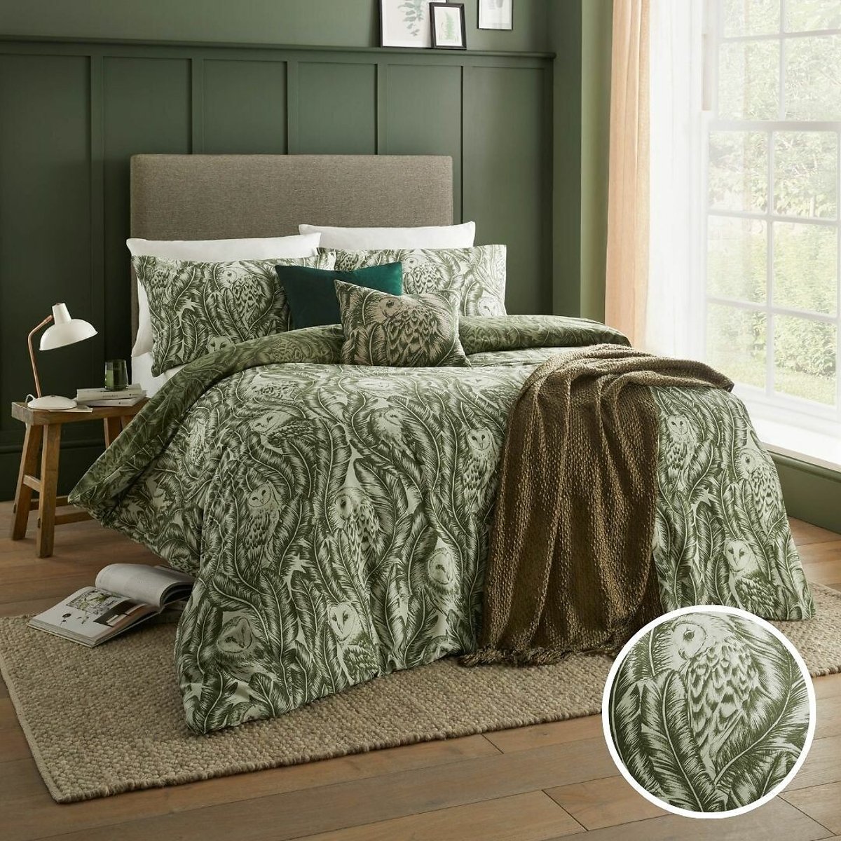 Albus Reversible Duvet Cover and Pillowcase Set dark green, WYLDER