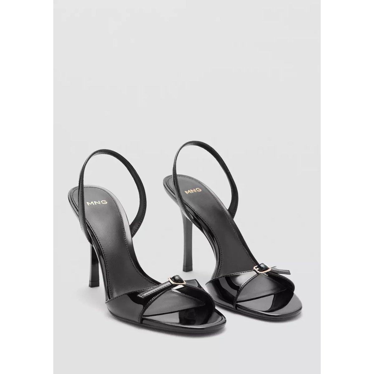 Sandales talon à brides boucle noir, MANGO