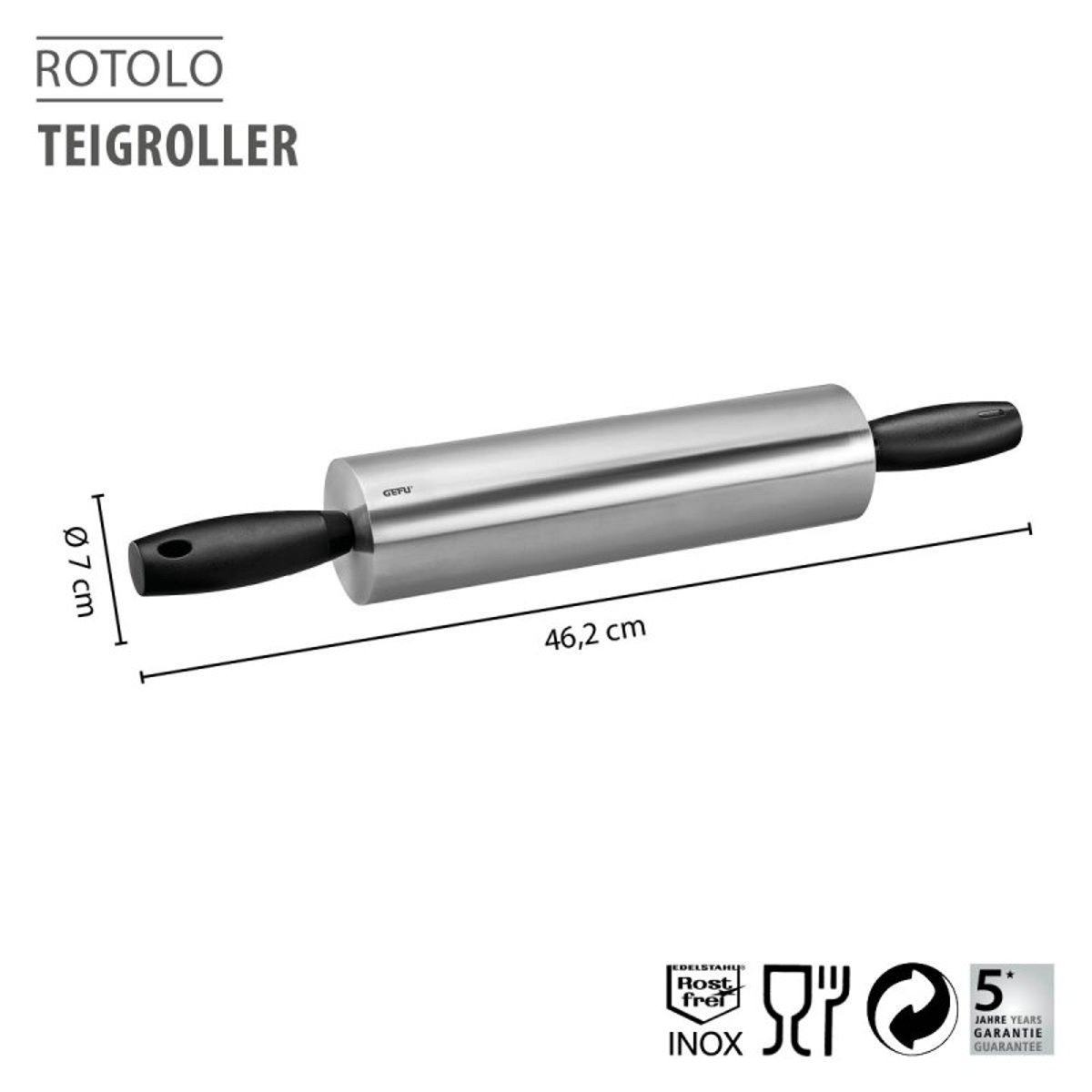 Rouleau à pâtisserie ROTOLO noir/argent, GEFU