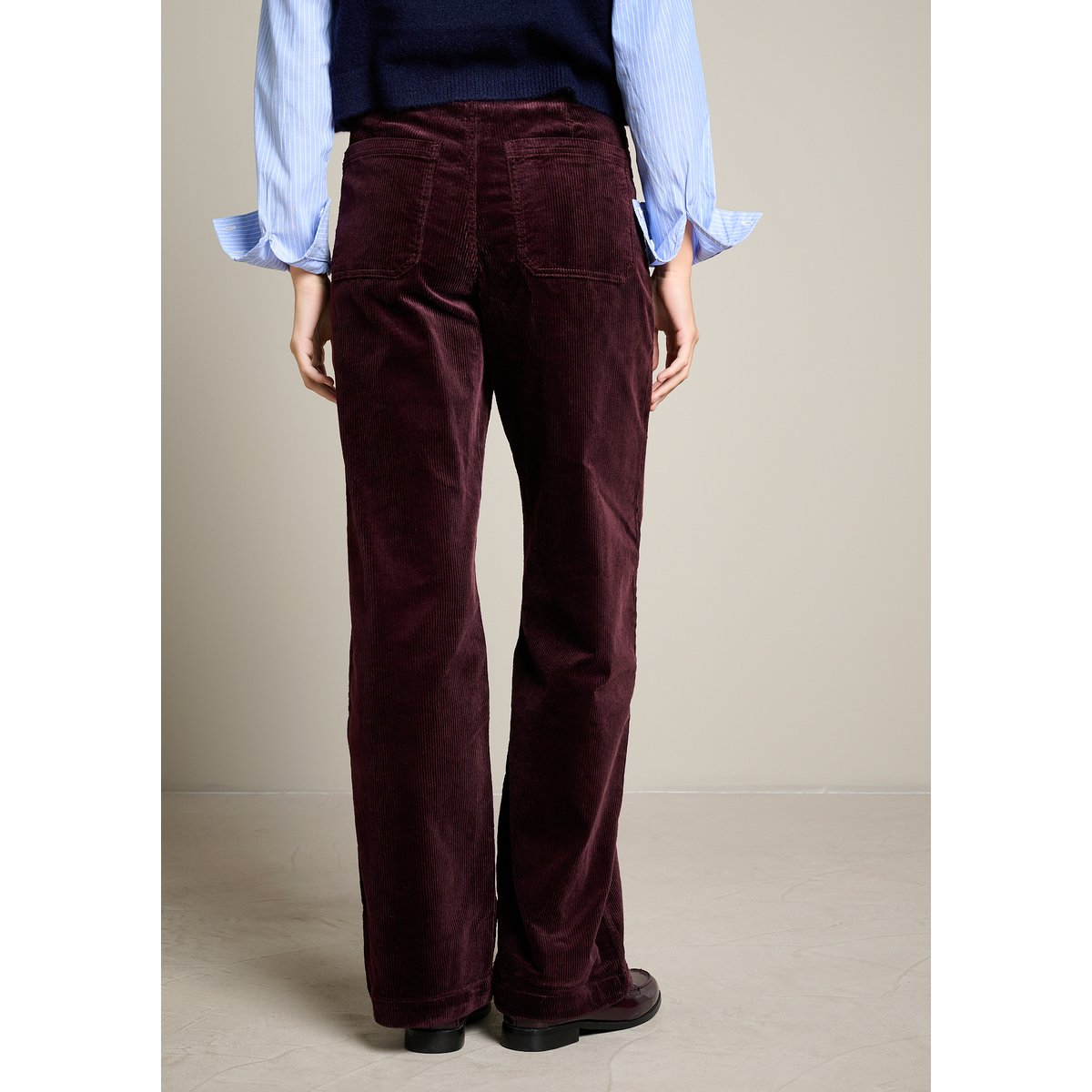 Pantalon large en velours côtelé aubergine, LOLALIZA