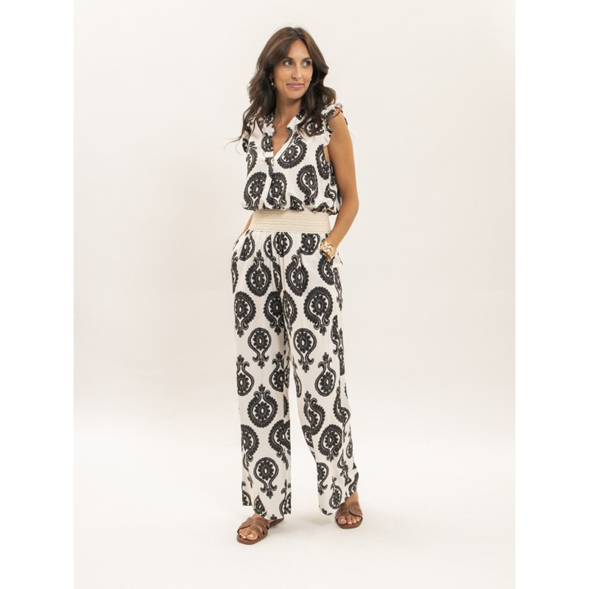 Top Sans Manches Motifs Felovia noir, DONA LISA