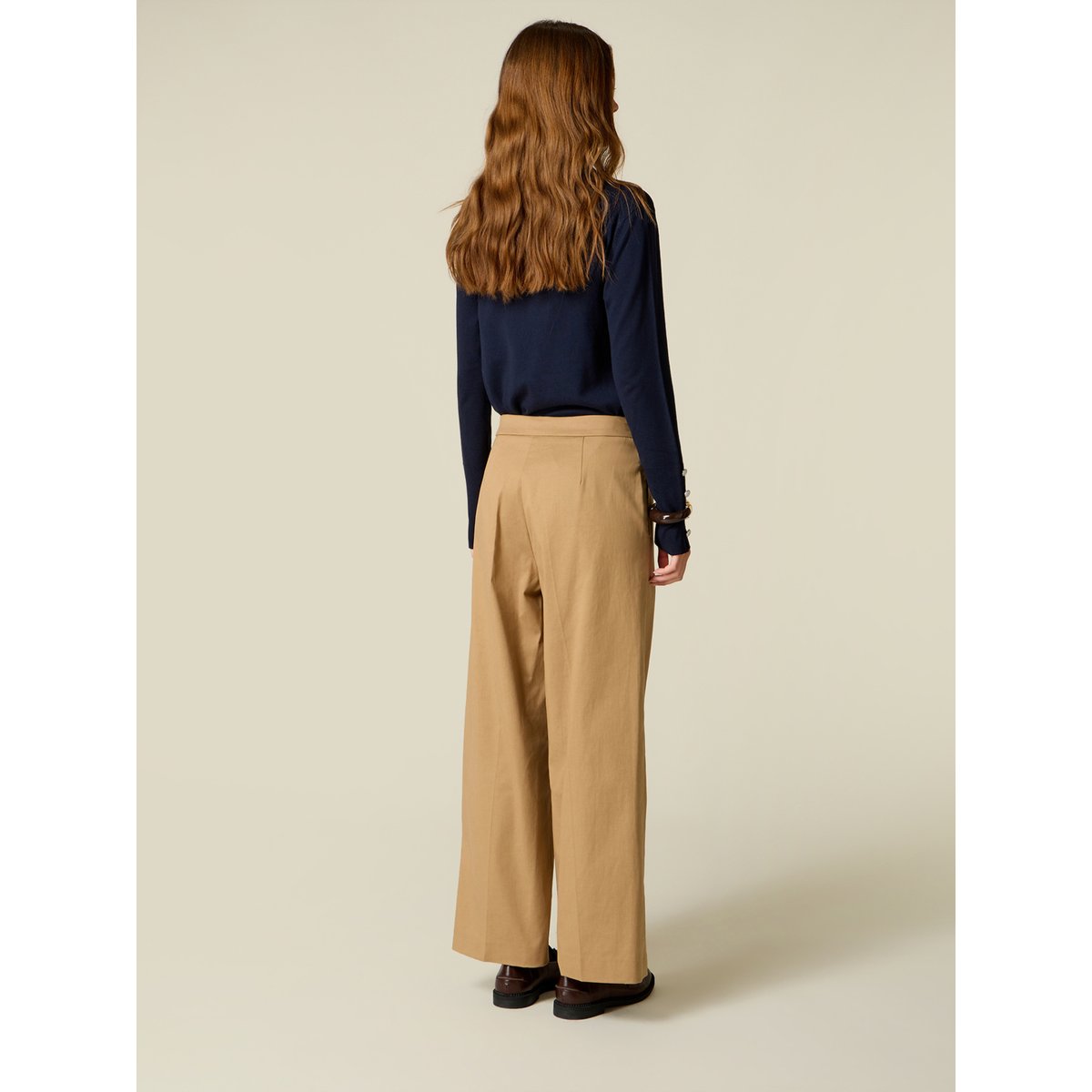 Pantalon cropped beige, OLTRE