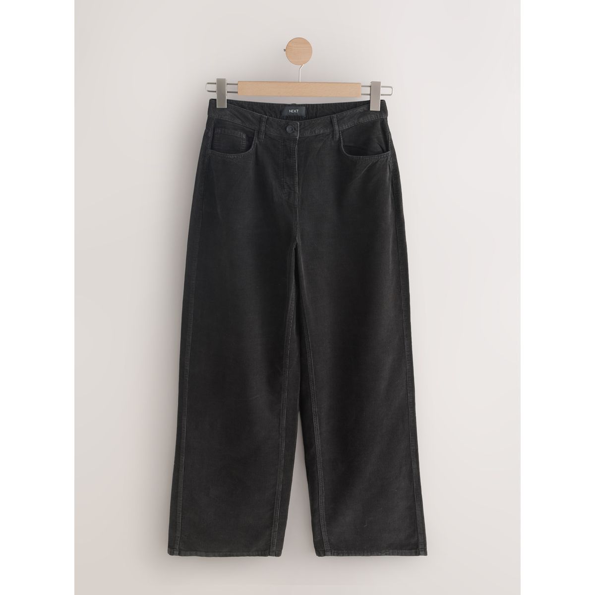 Pantalon large en velours côtelé noir, NEXT
