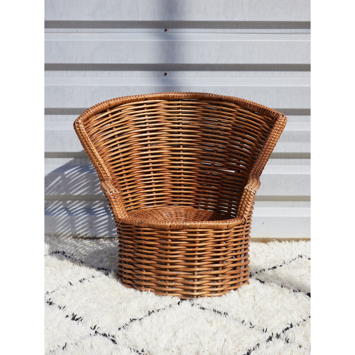 Ensemble de table et fauteuils en rotin vintage Ange N°28 - Bon état bois clair, DEBONGOUT