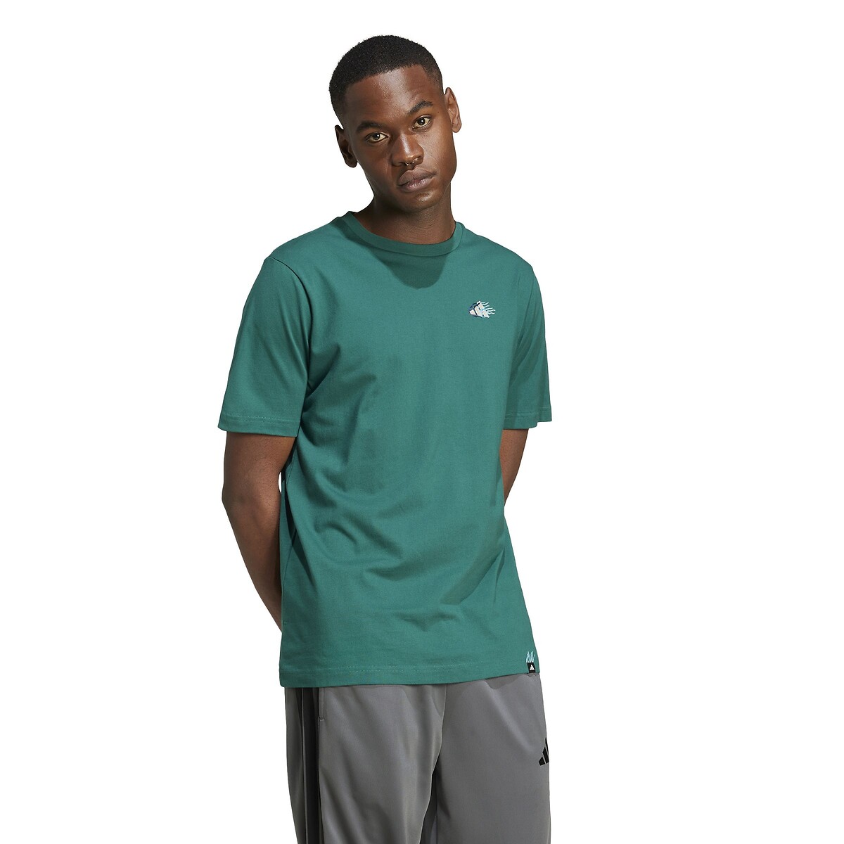Small Embroidered Logo T-Shirt with Short Sleeves green, ADIDAS SPORTSWEAR