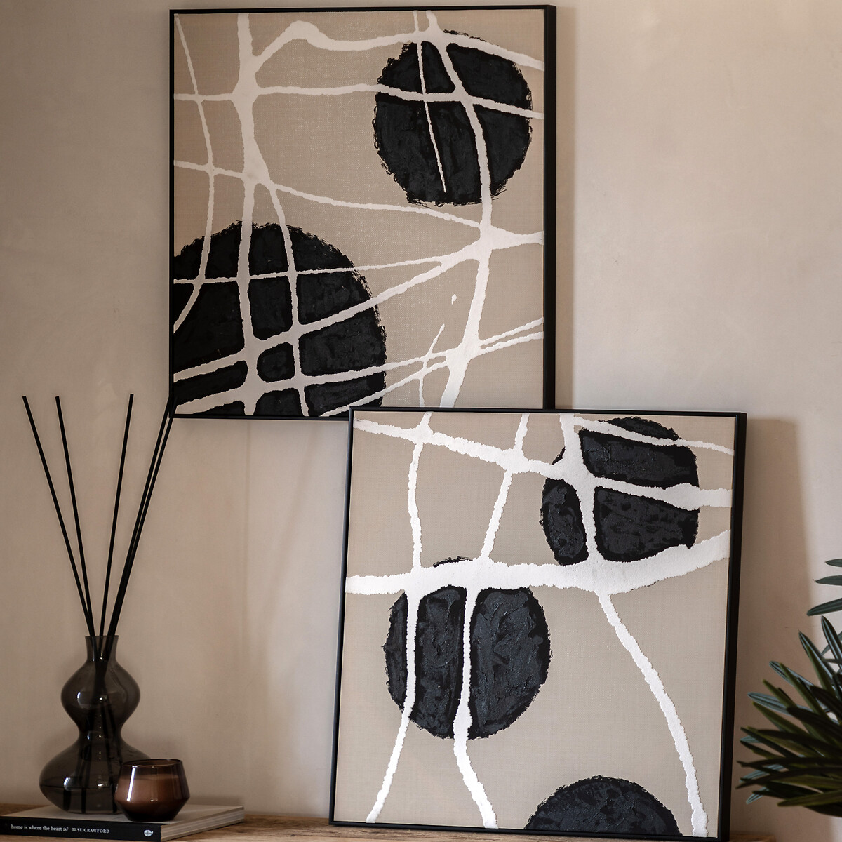 Set of 2 60x60cm Capture Framed Canvas black, ÉDITÉ