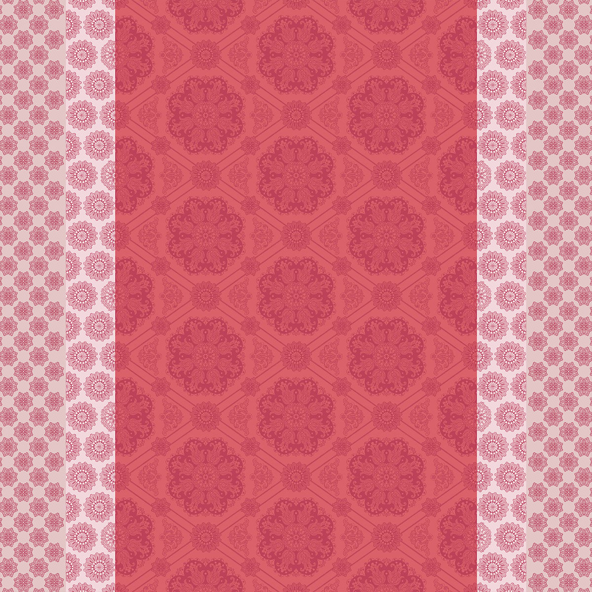 Nappe pur coton MILLE ROSACES framboise, GARNIER THIEBAUT