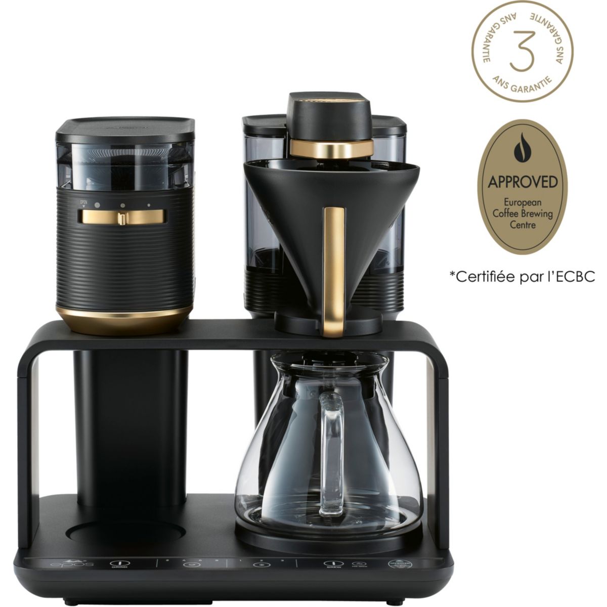 Cafetière filtre EPOS avec broyeur intégré Schwarz-Gold couleur unique, MELITTA