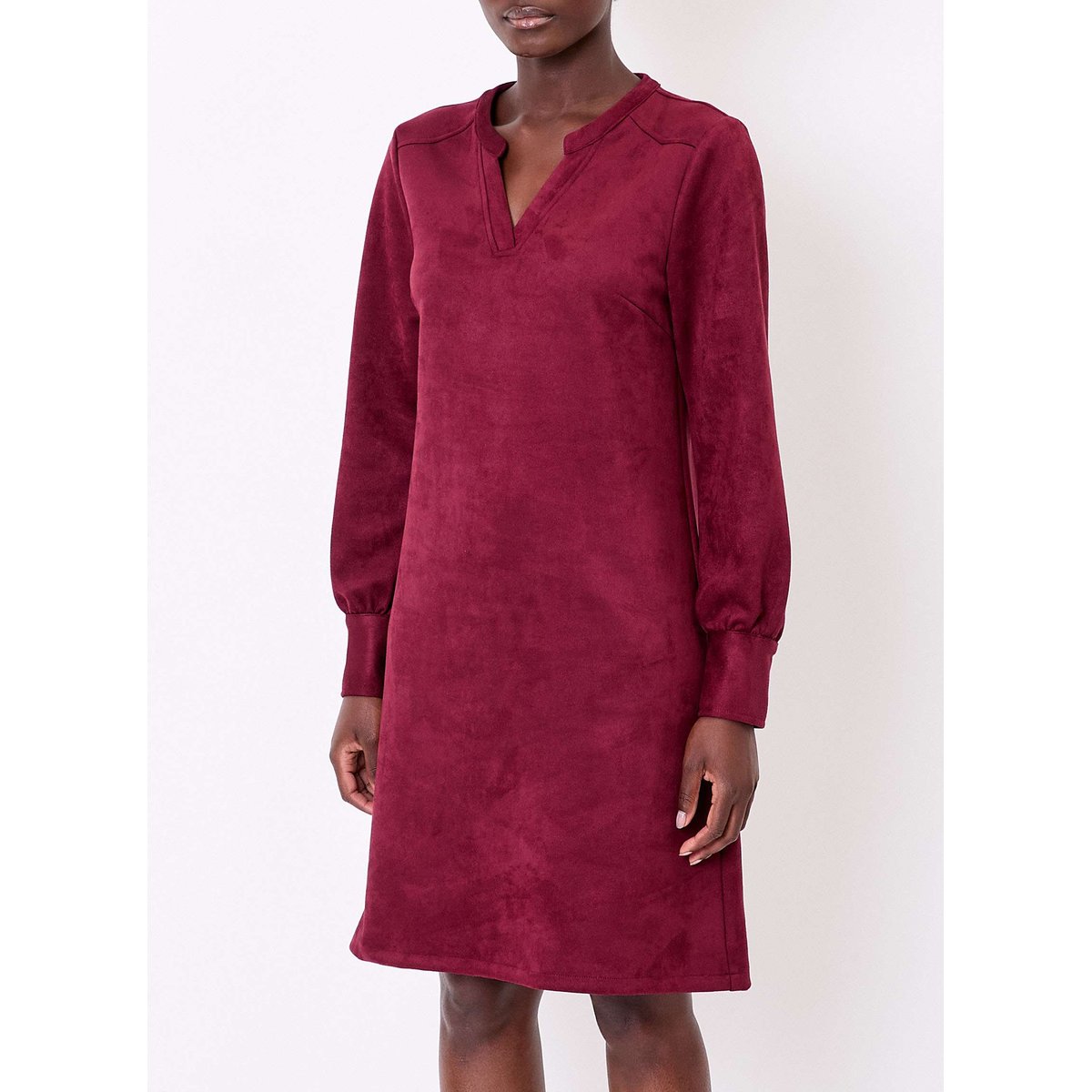 Robe droite suédine souple ANIKA rouge grenade anika, LA FIANCÉE