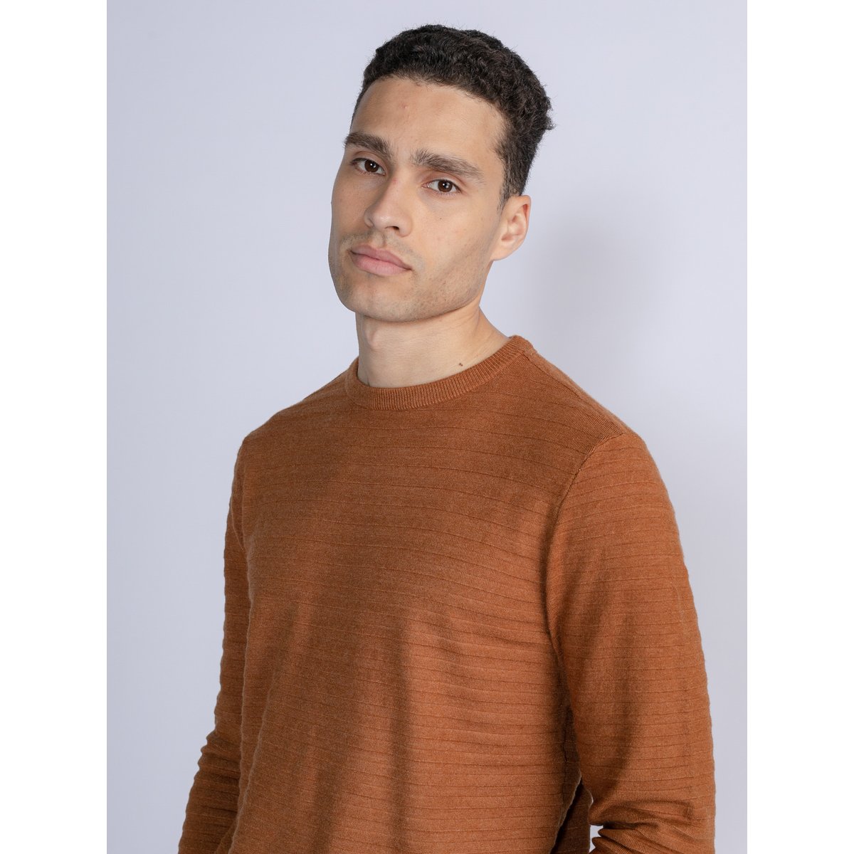 Pull en maille côtelée crest hill marron almond, PETROL INDUSTRIES