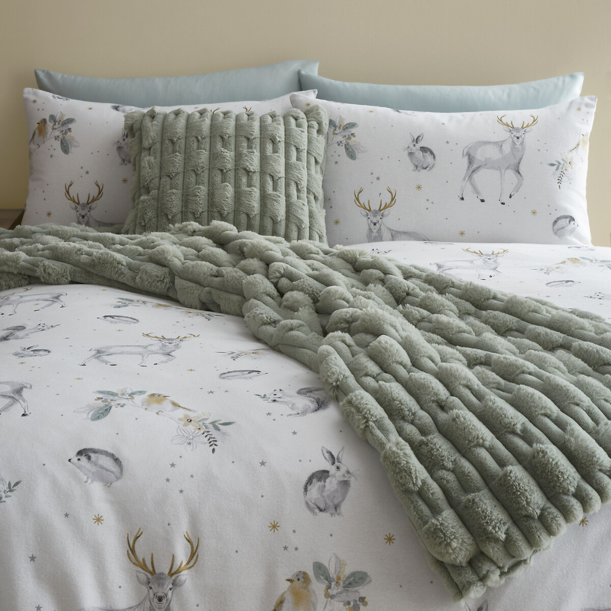 Carved Fur Blanket Throw sage, BIANCA FINE LINENS