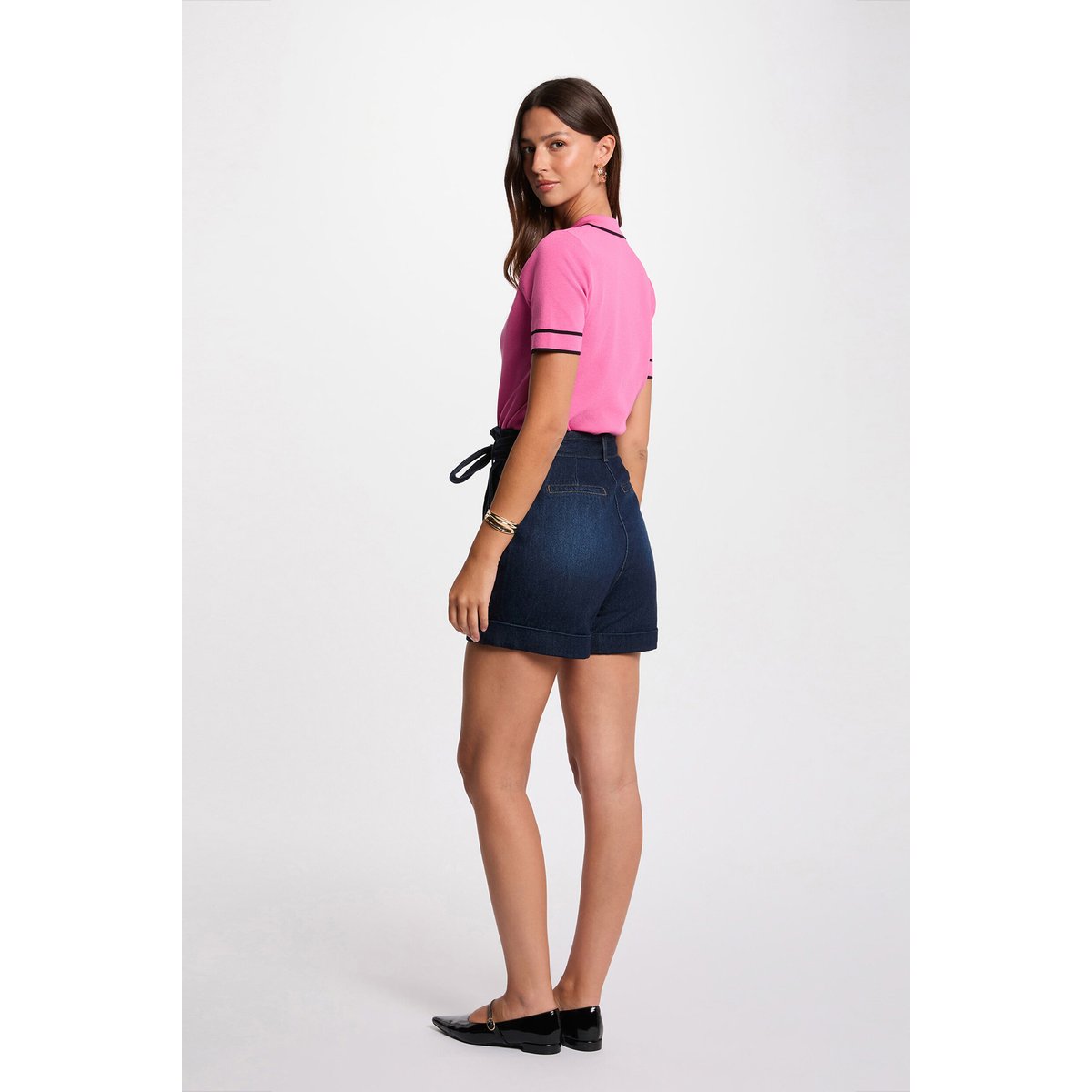 Short en jean ceinturé denim brut, MORGAN