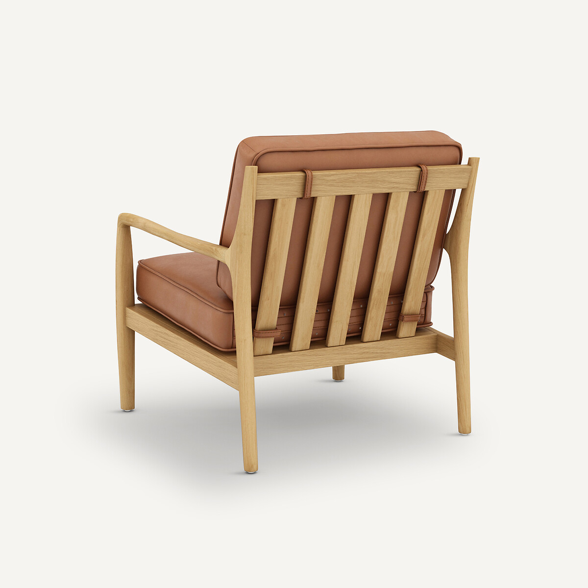 Fauteuil chêne, plaqué et cuir, Dilma marron, AM.PM