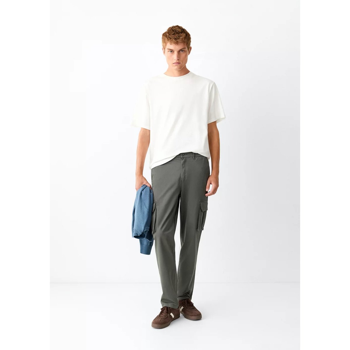 Pantalon droit cargo vert pastel, MANGO TEEN