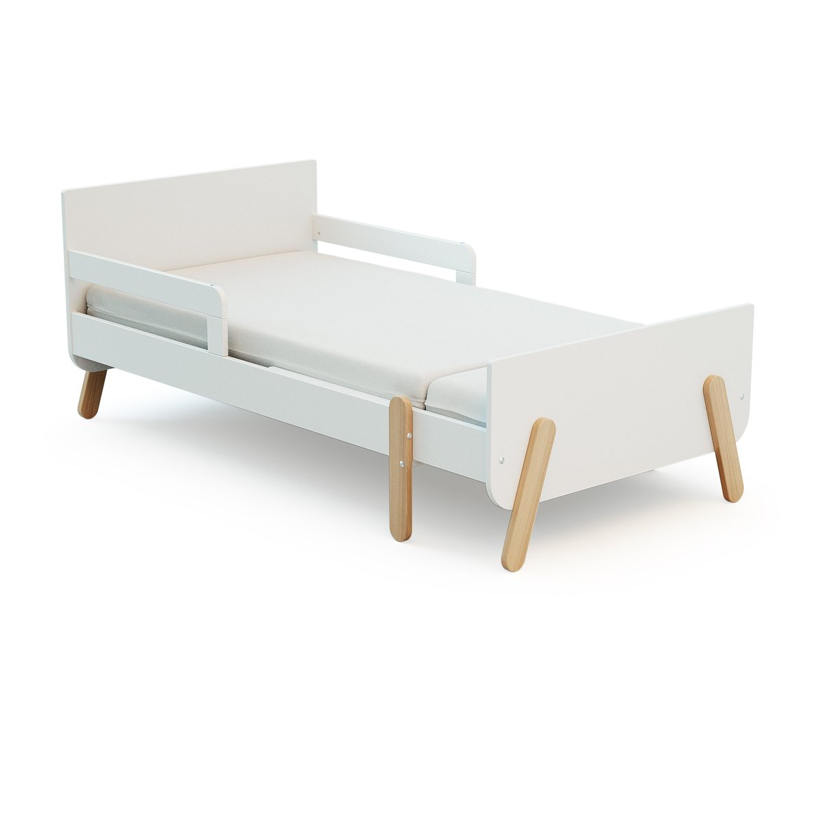 Lit enfant extensible en bois 80x140-165-190 PIRATE avec matelas blanc, JURABABY