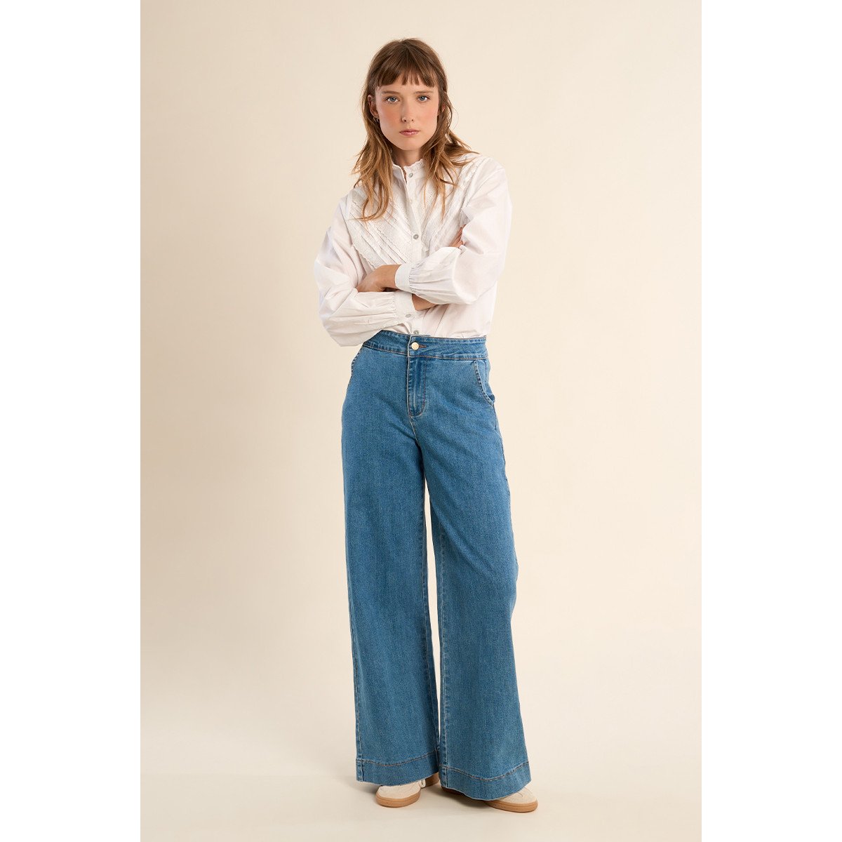 Jean large light blue denim, MOLLY BRACKEN