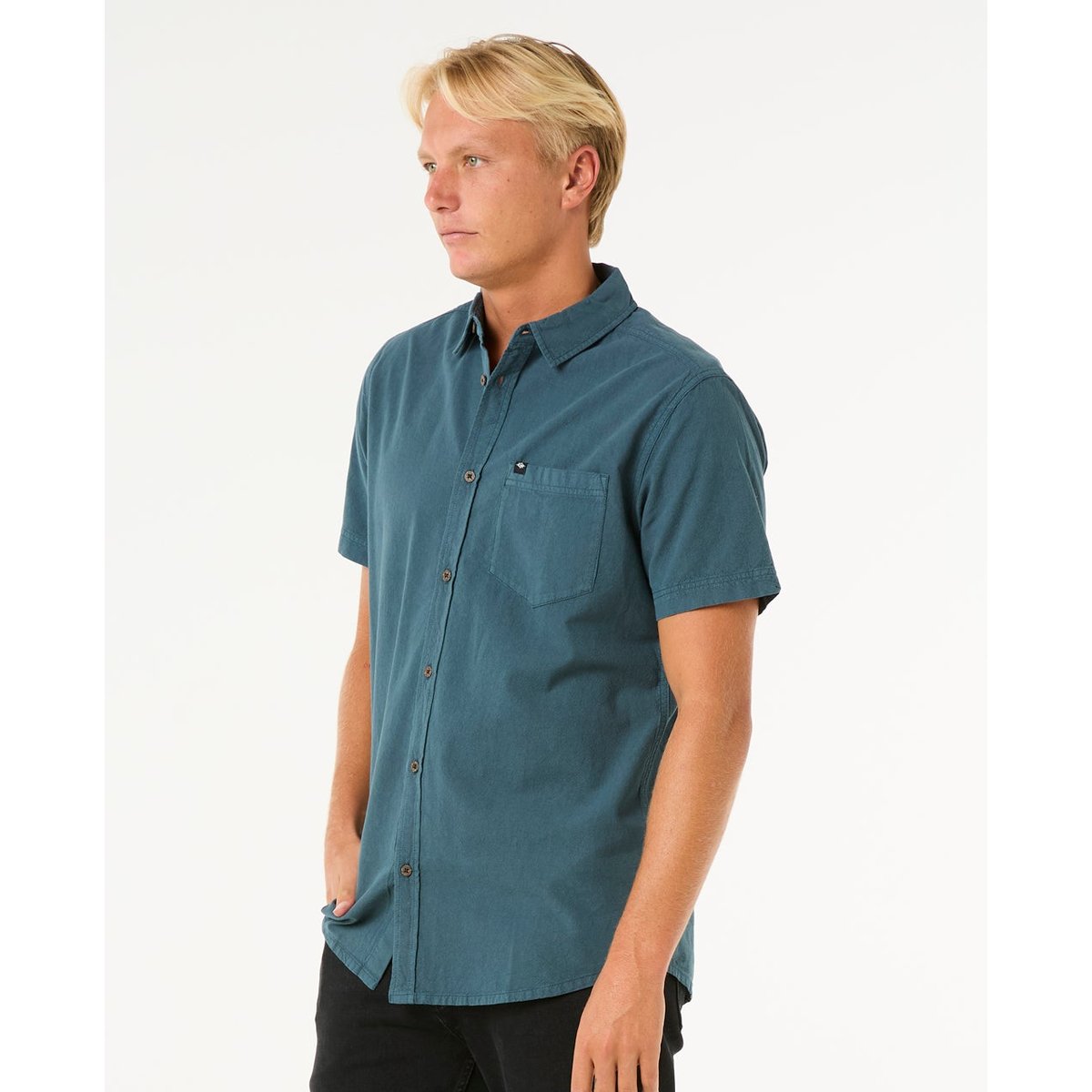 Chemise Classic SURF Washed à Manches courtes vert pin, RIP CURL