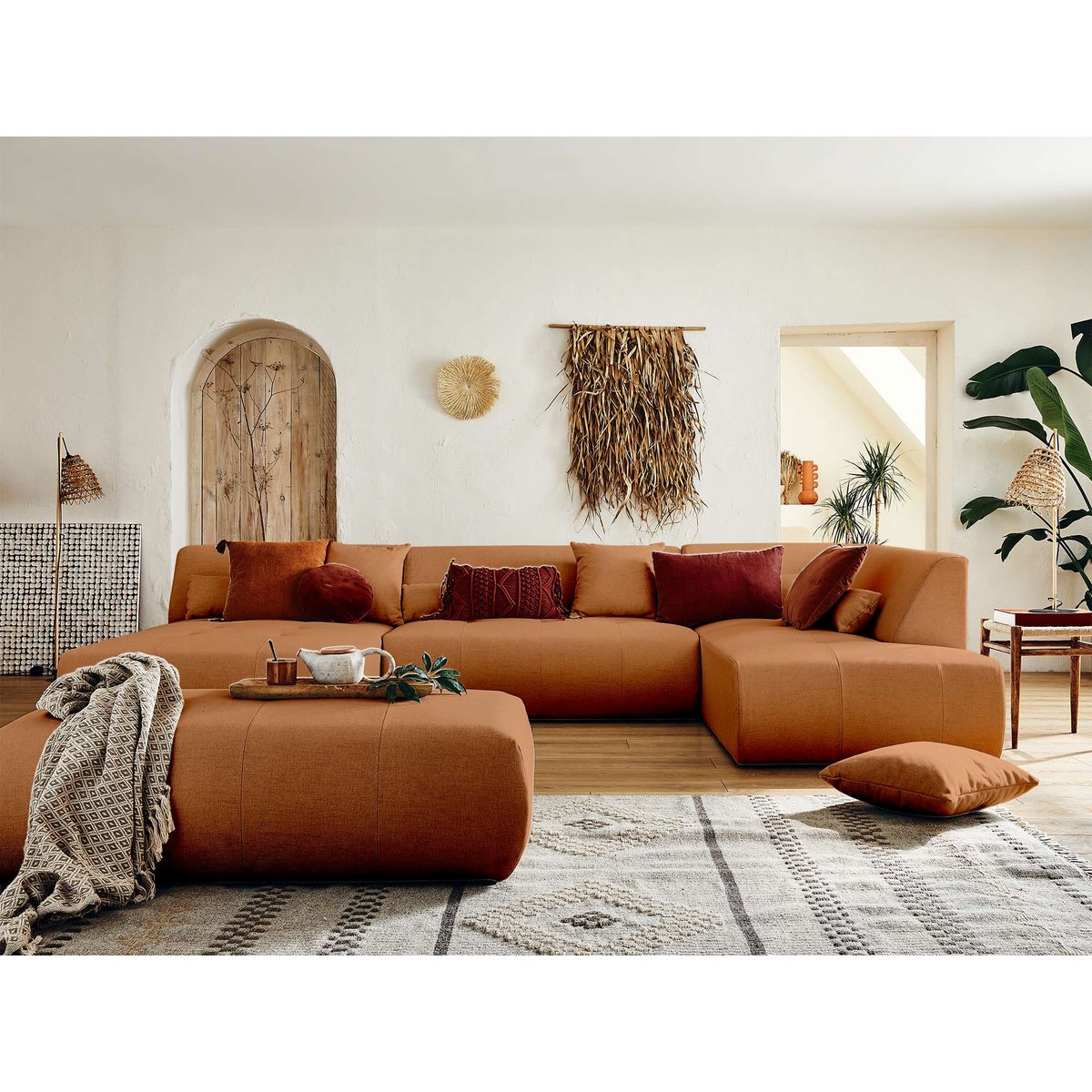 Canapé Panoramique  7 places - ONYX rouille, BEST MOBILIER