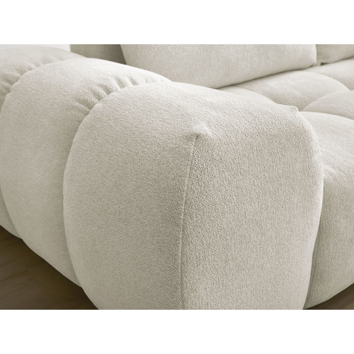 Canapé d'angle convertible 3 places en tissu chiné, EVEREST blanc, BOBOCHIC