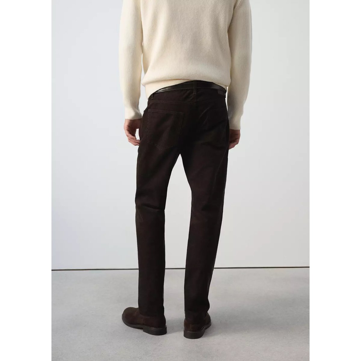 Pantalon velours côtelé regular-fit chocolat, MANGO MAN