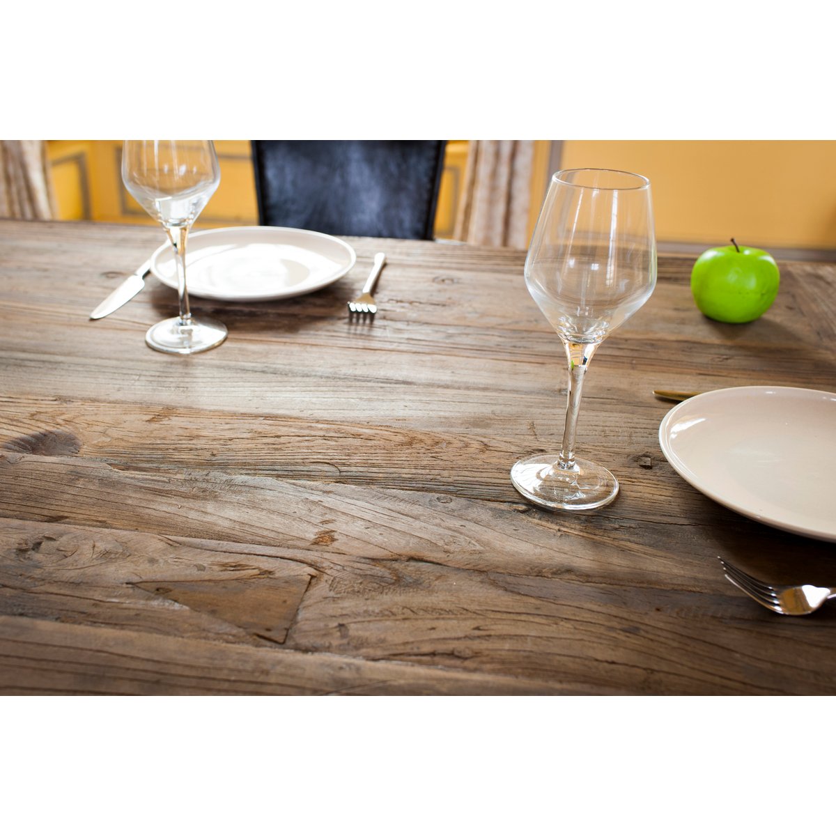 Table de tapissier en fer et orme WINDSOR bois foncé, CHEHOMA