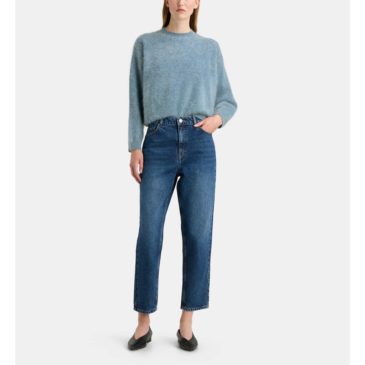 Pull droit folie en cachemire extra doux bleu canard, GALERIES LAFAYETTE