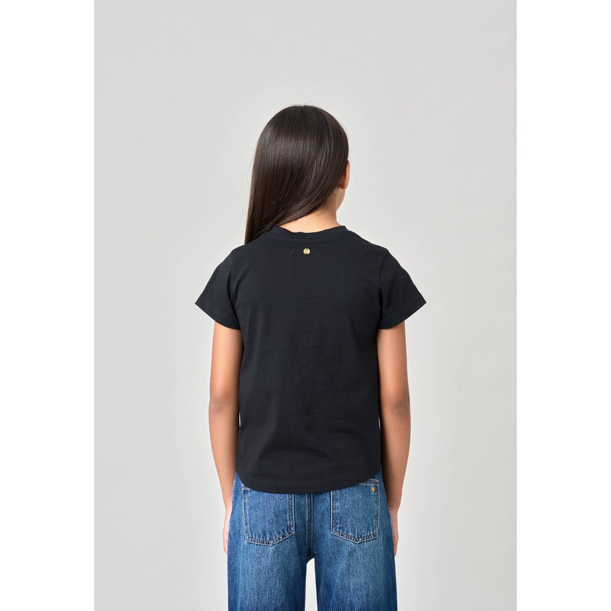 T-shirt regular fille en 100% coton inscription amour en léopard LYANA noir, DEELUXE