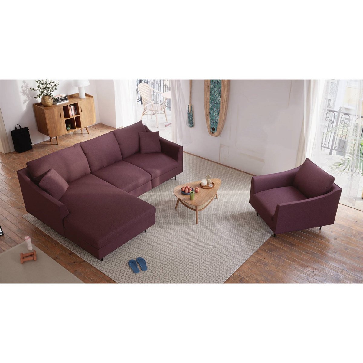 Fauteuil compact ALFAMA au confort enveloppant bordeaux, RECOLLECTION