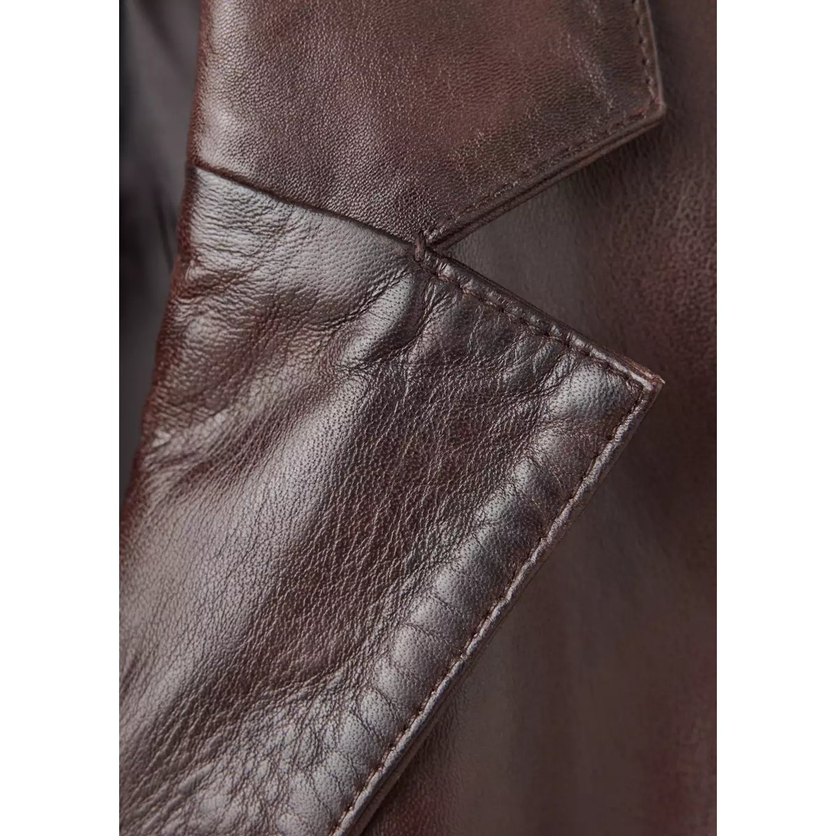 Blazer en cuir effet froissé marron, MANGO