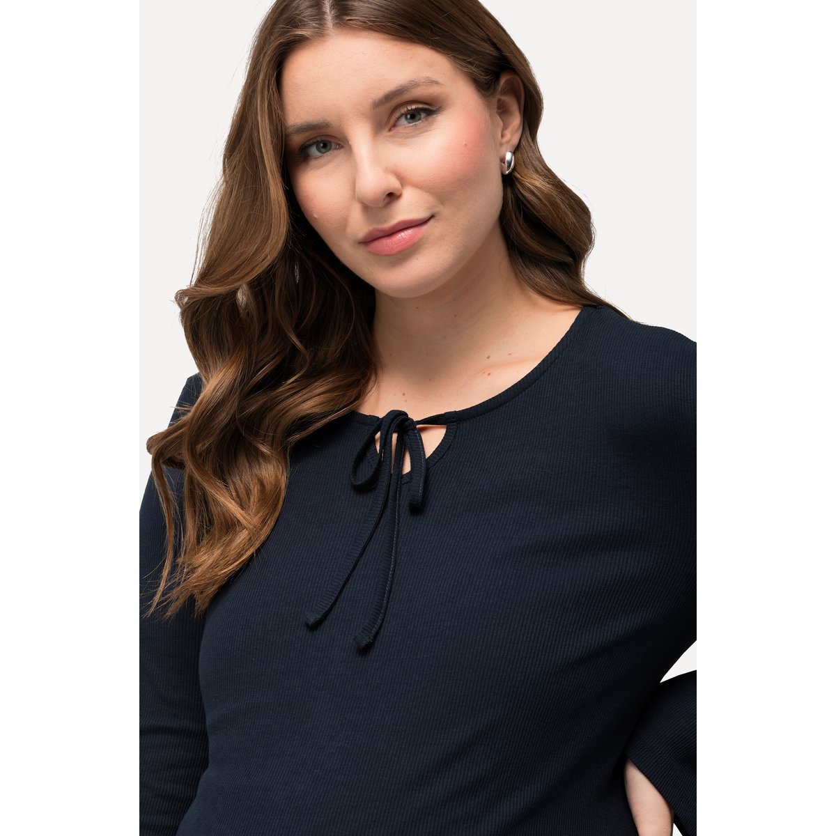 T-shirt long de grossesse en jersey côtelé marine, ULLA POPKEN