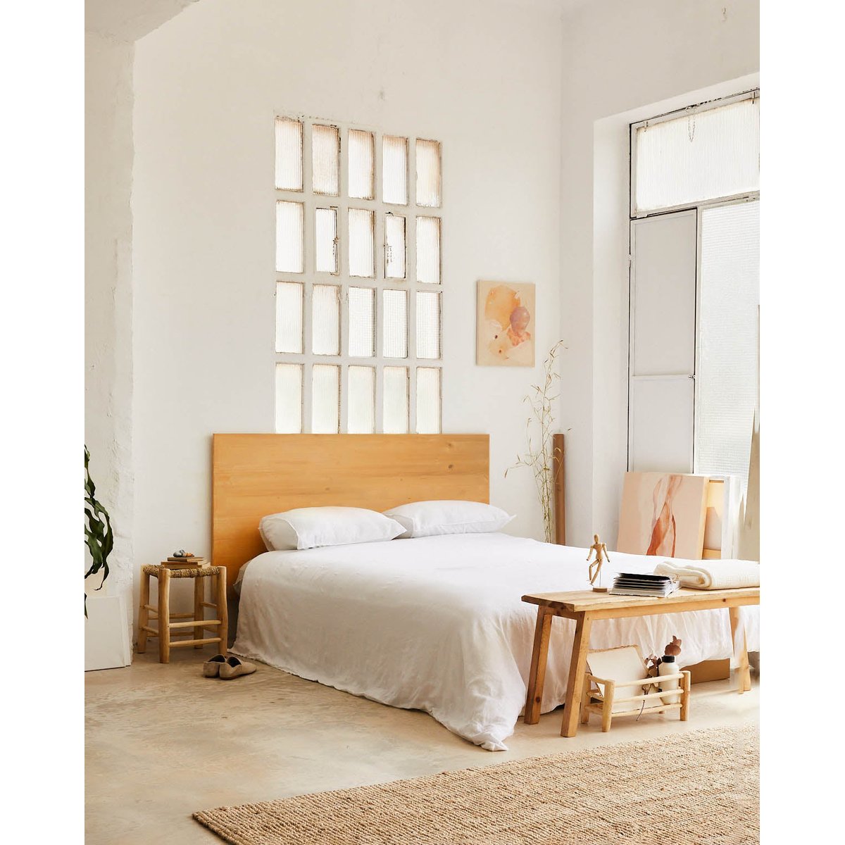 Tête de lit en bois massif de sapin naturel 160 cm - NALA olivier, HANNUN