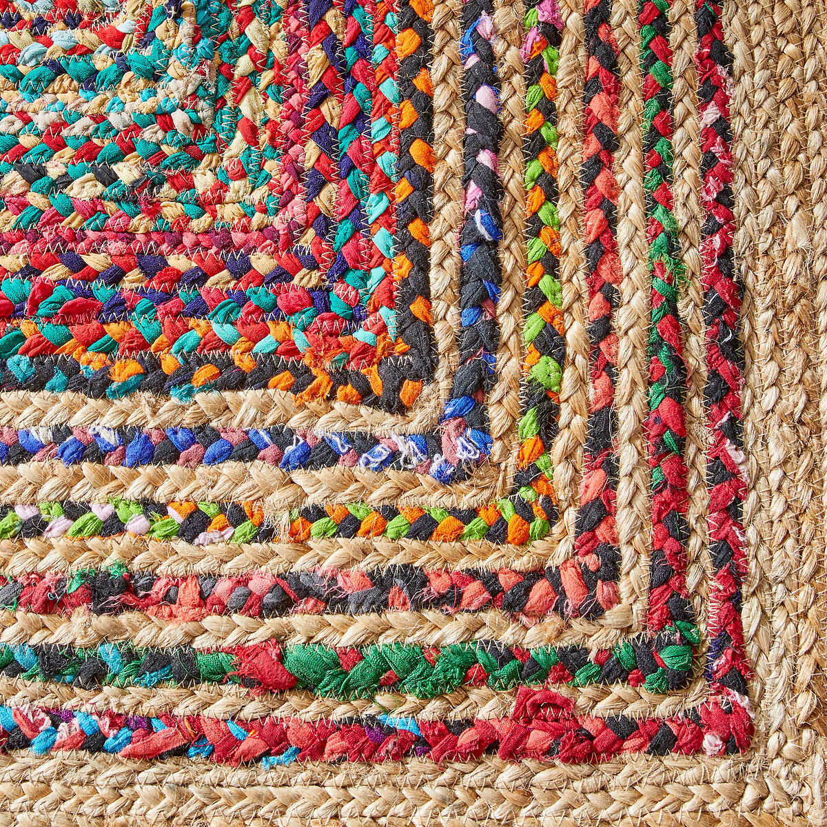 Tapis de couloir, fait main, en jute et coton recyclé, JACO multicolore, AM.PM