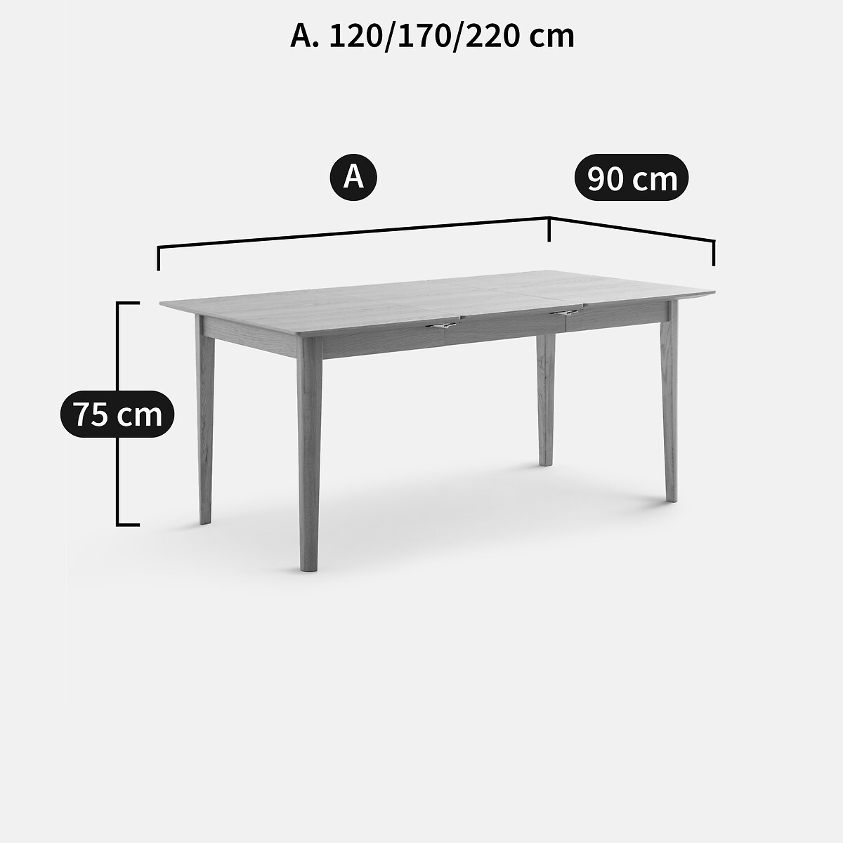 Mesa de comedor extensible de chapado de roble, de 4 a 10 cubiertos, TIOGA color roble, LA REDOUTE INTERIEURS