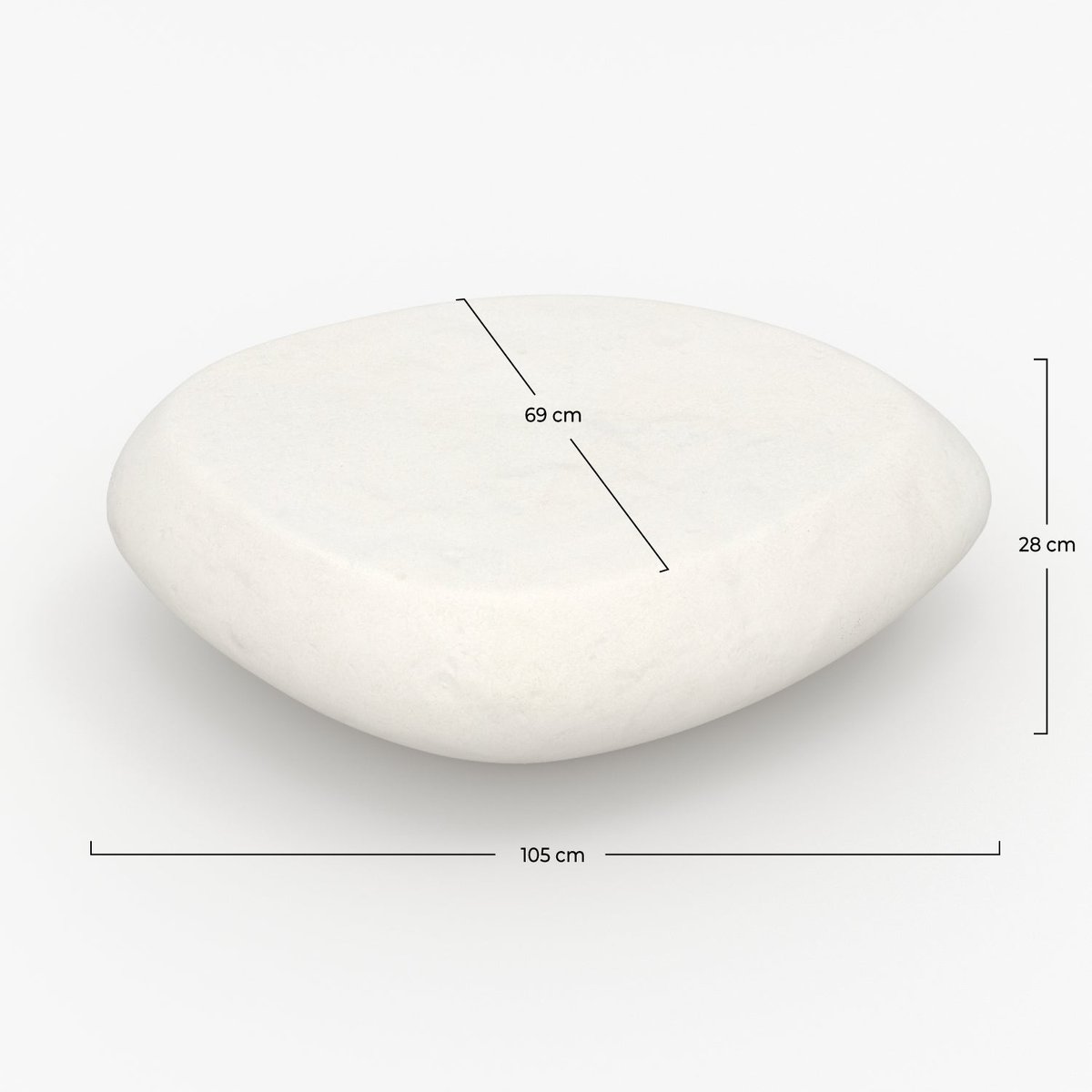 Table basse ovale en béton 105 cm - MAUI blanc, MAISON PAVANE