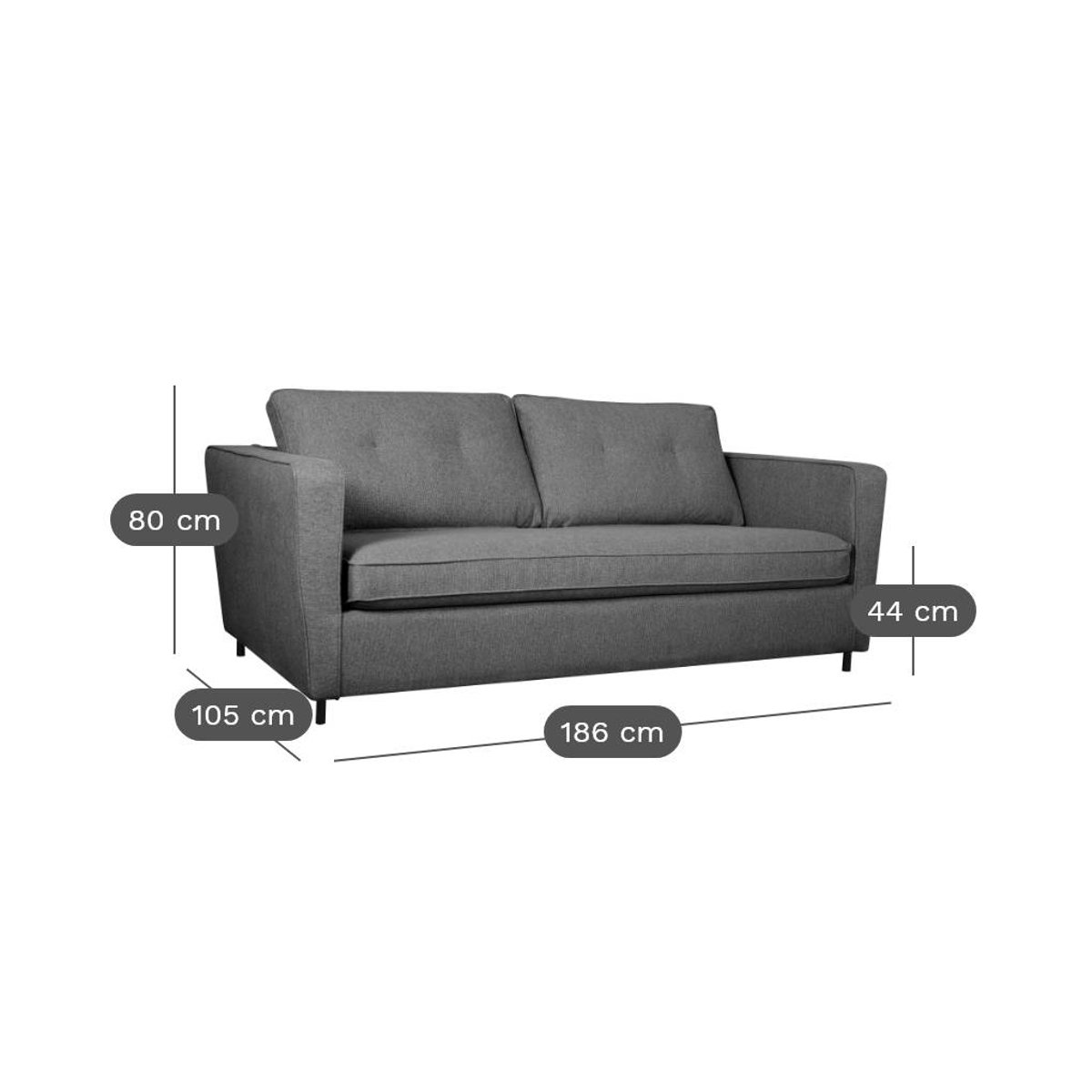 Canapé convertible tissu - ONDINE anthracite, CAMIF