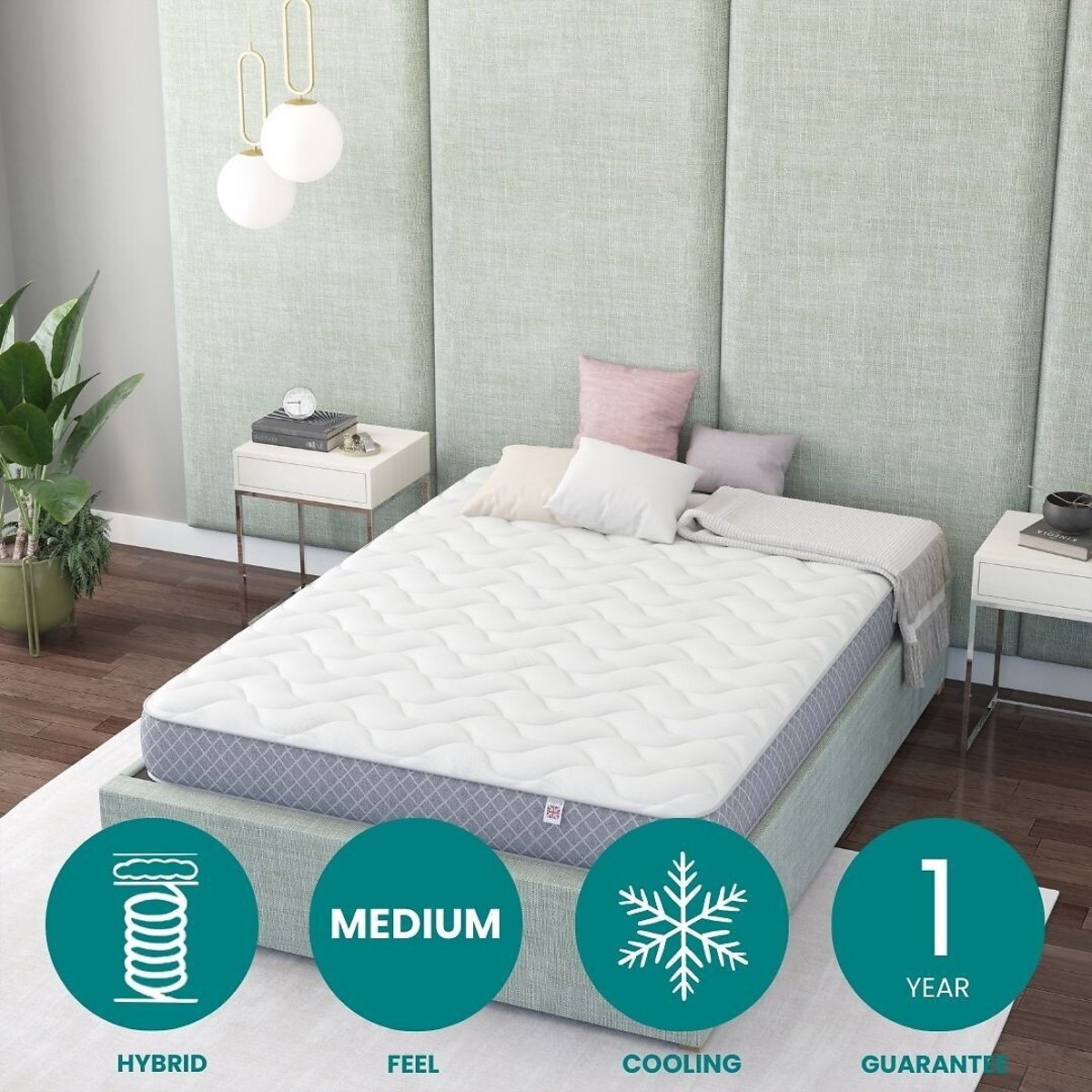 Aspire Essentials Cool-Touch Dual Memory Foam Hybrid Mattress white, ASPIRE