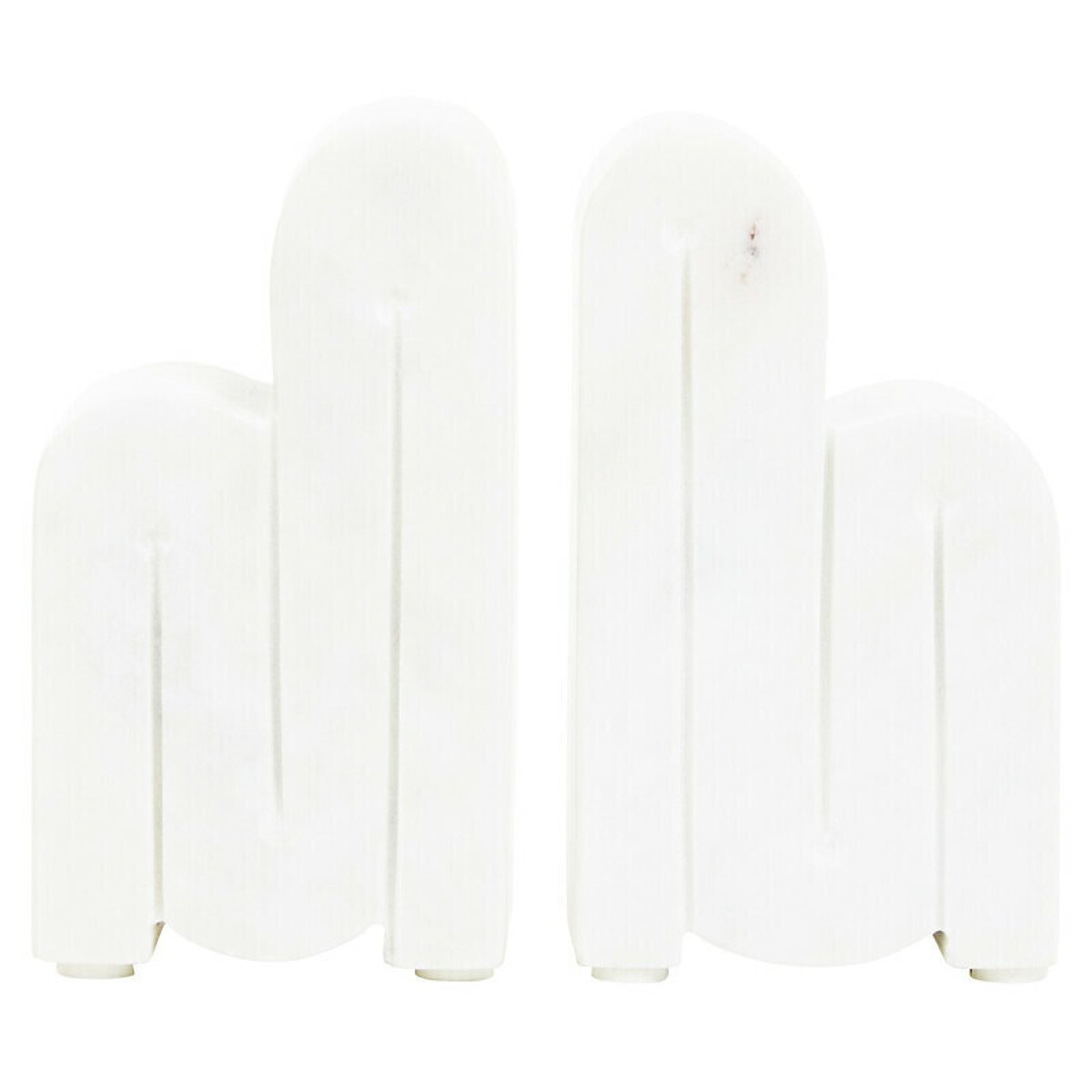 Set of 2 Marble Bookends in White white, FIFTY FIVE SOUTH