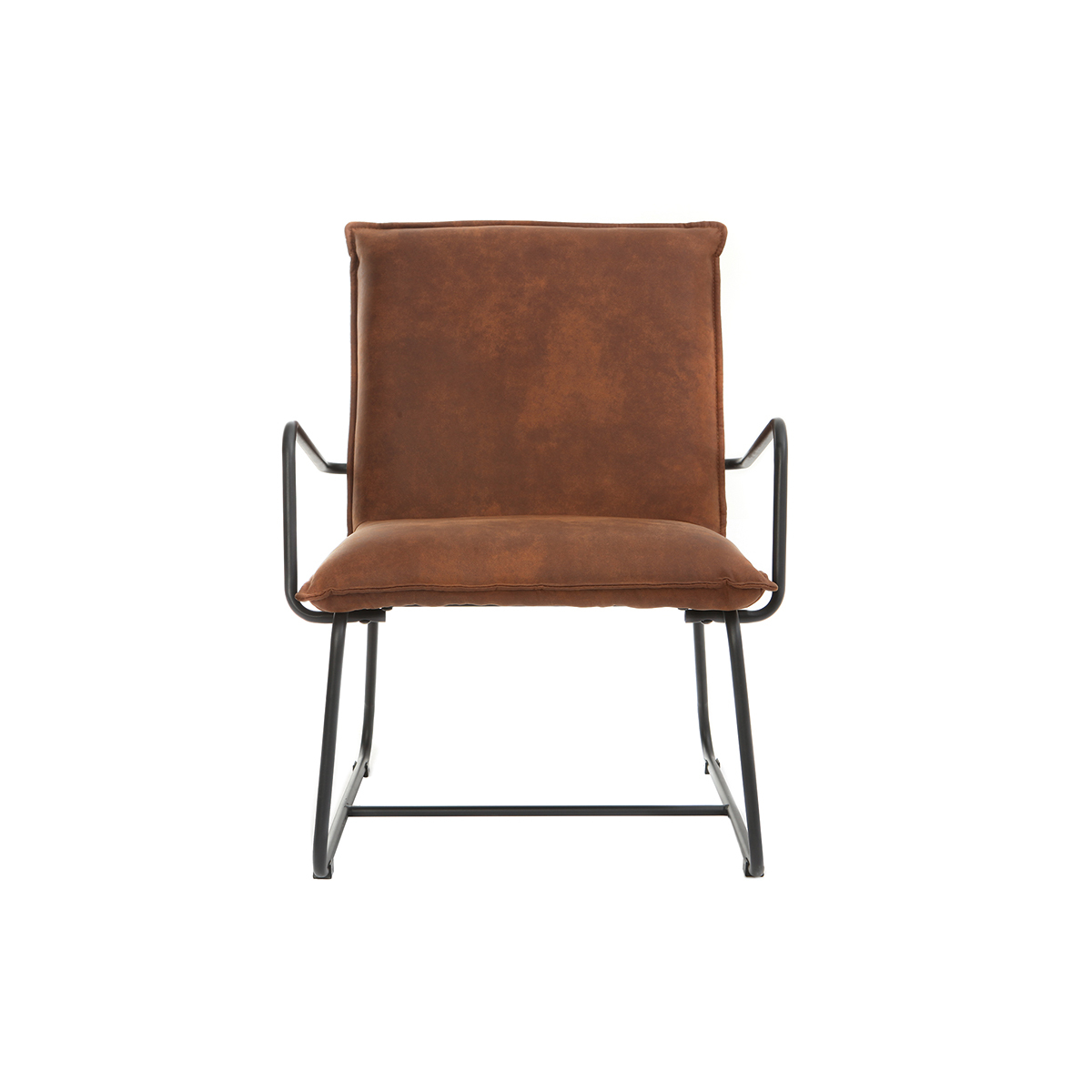 Fauteuil vintage marron et métal noir MERCY marron, MILIBOO